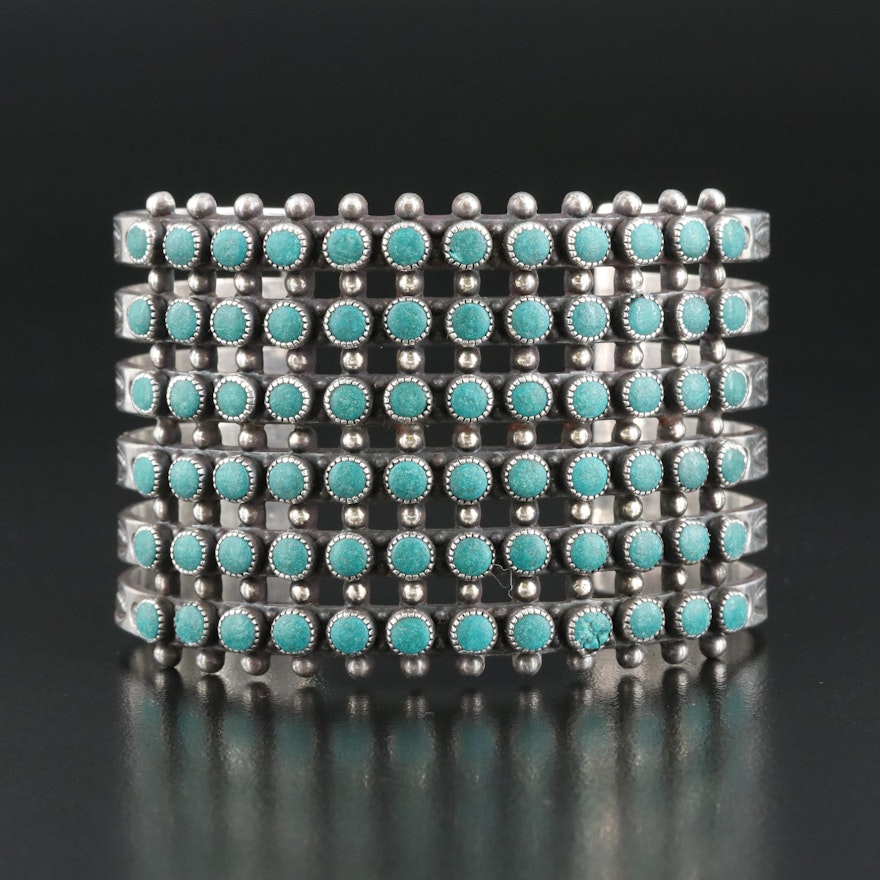 Western Sterling Composite Stone Petit Point Cuff