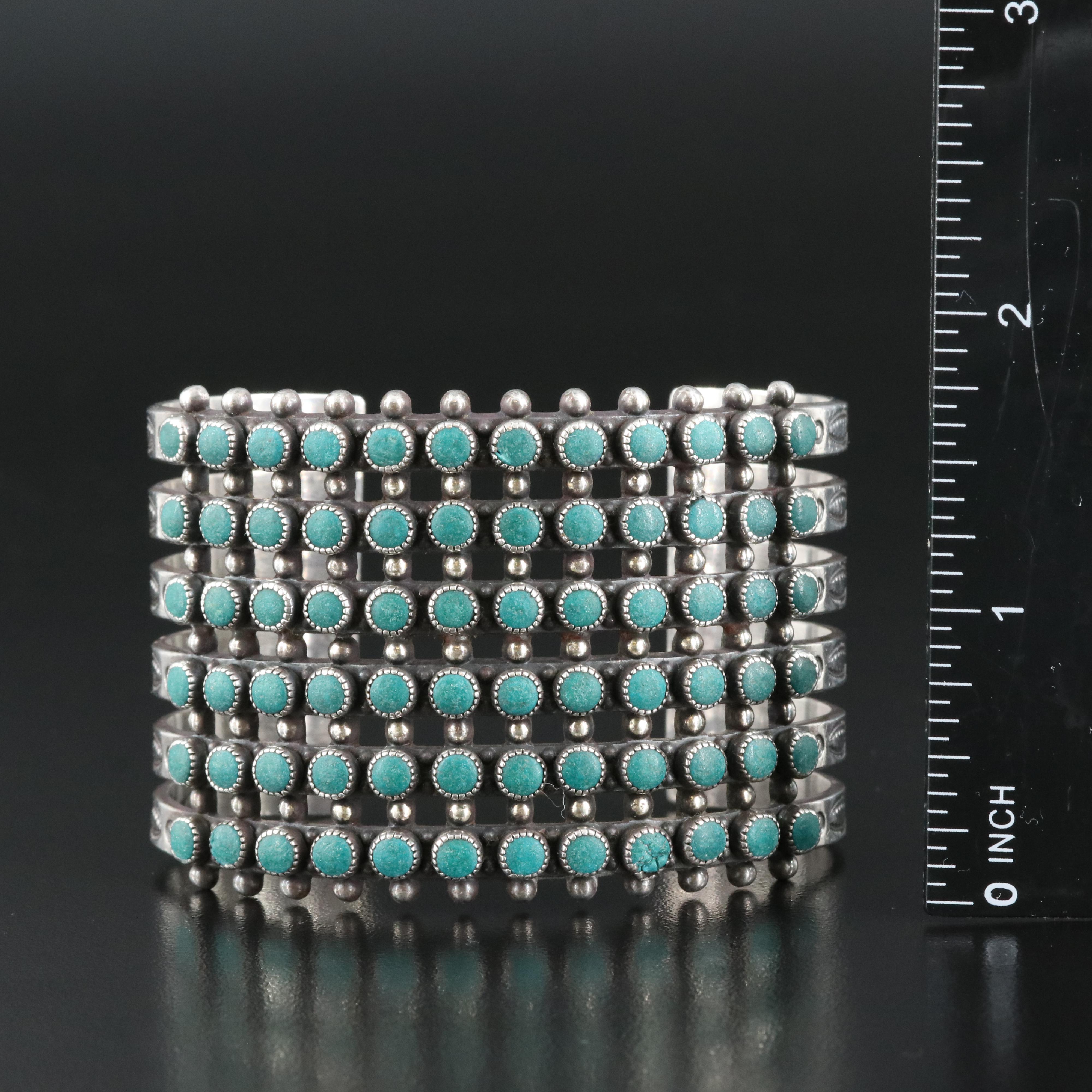 Western Sterling Composite Stone Petit Point Cuff