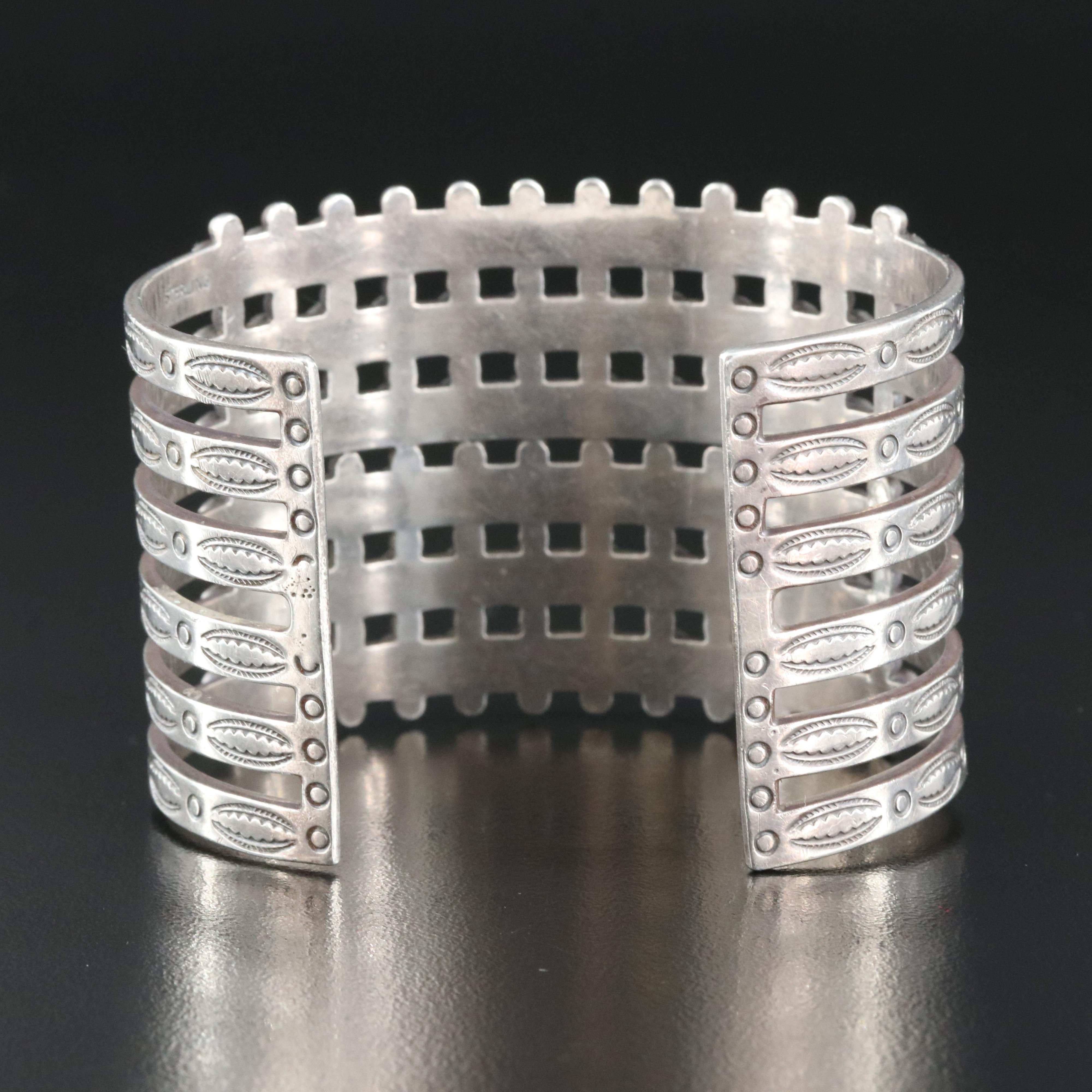 Western Sterling Composite Stone Petit Point Cuff
