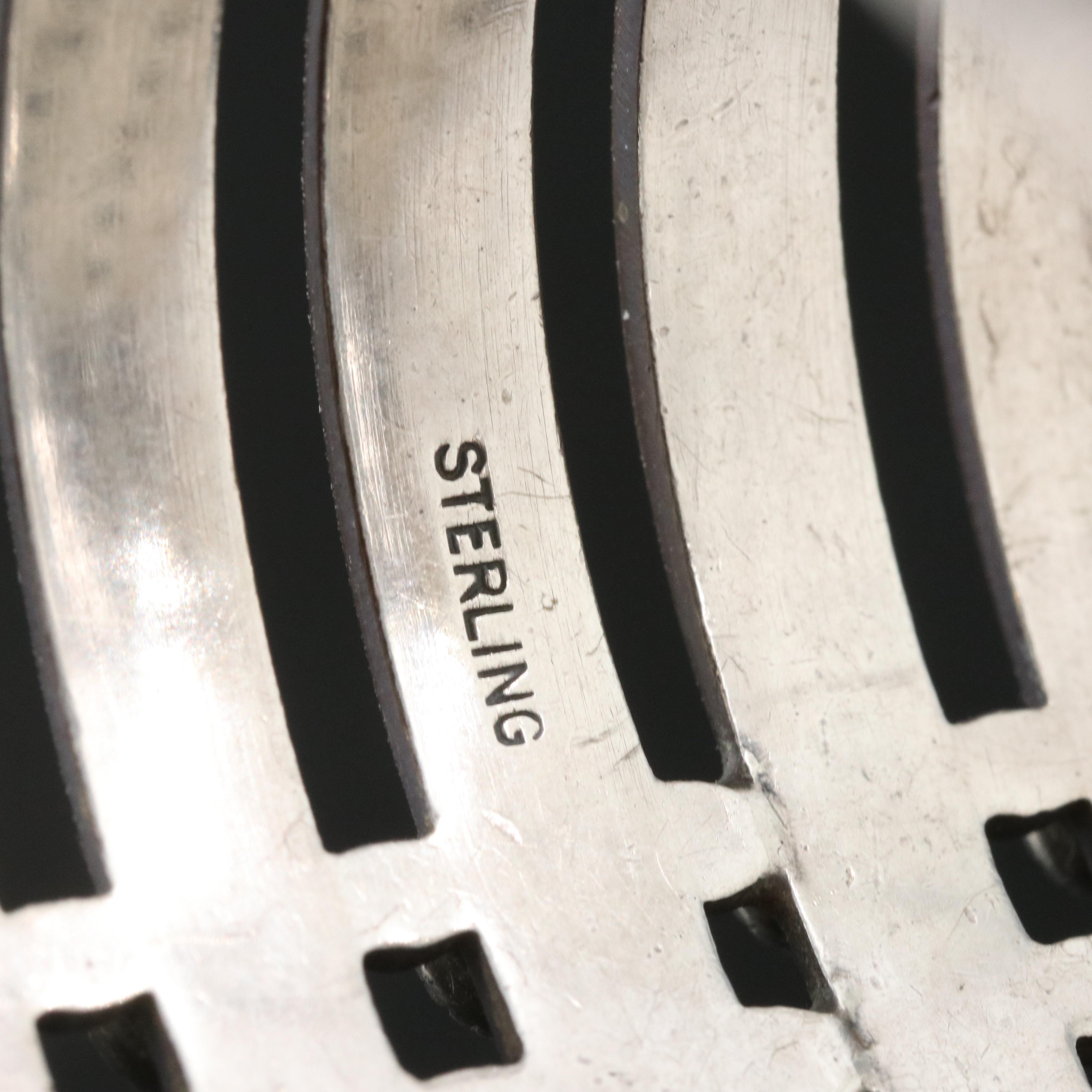 Western Sterling Composite Stone Petit Point Cuff