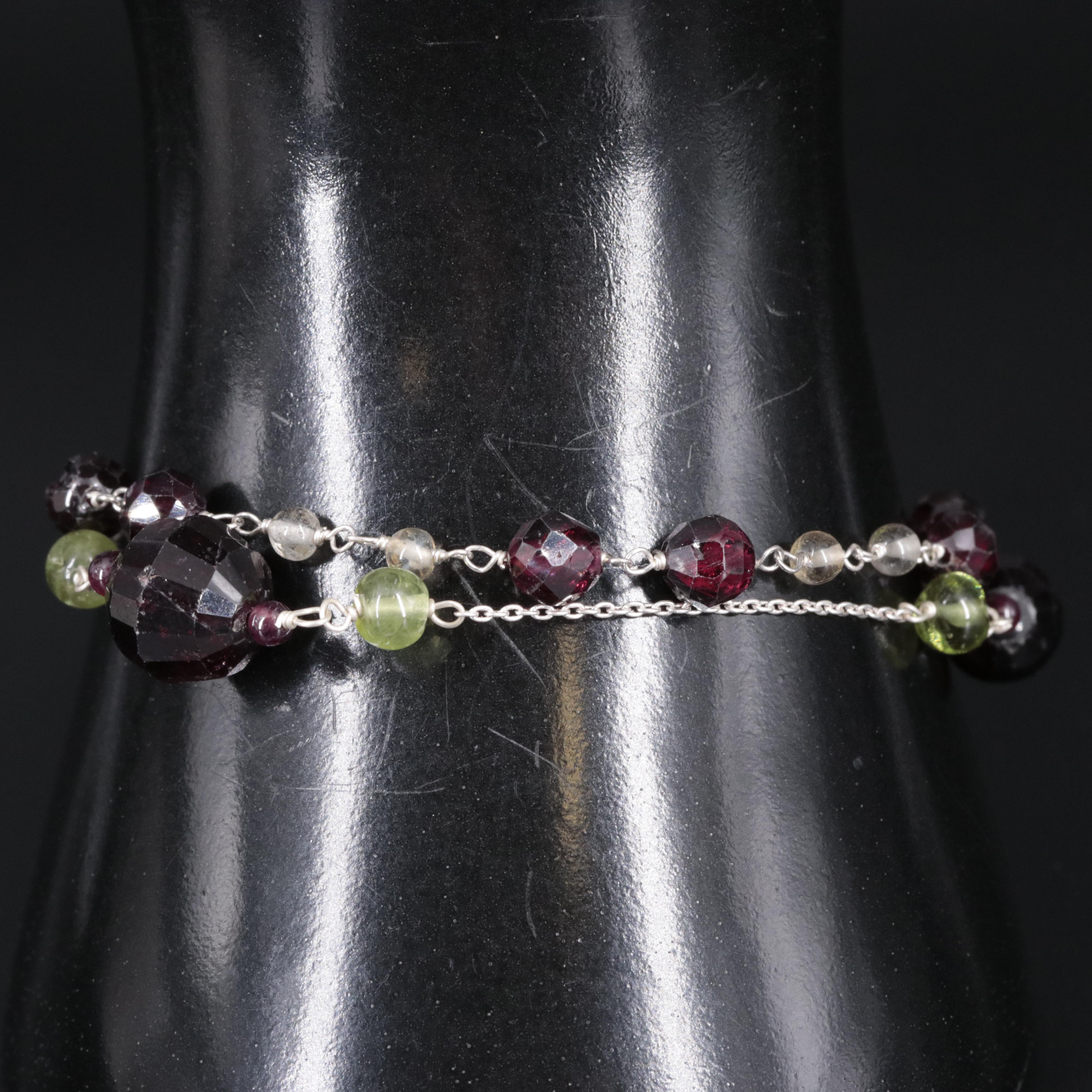 Sterling Silver Gemstone Bracelet Pair