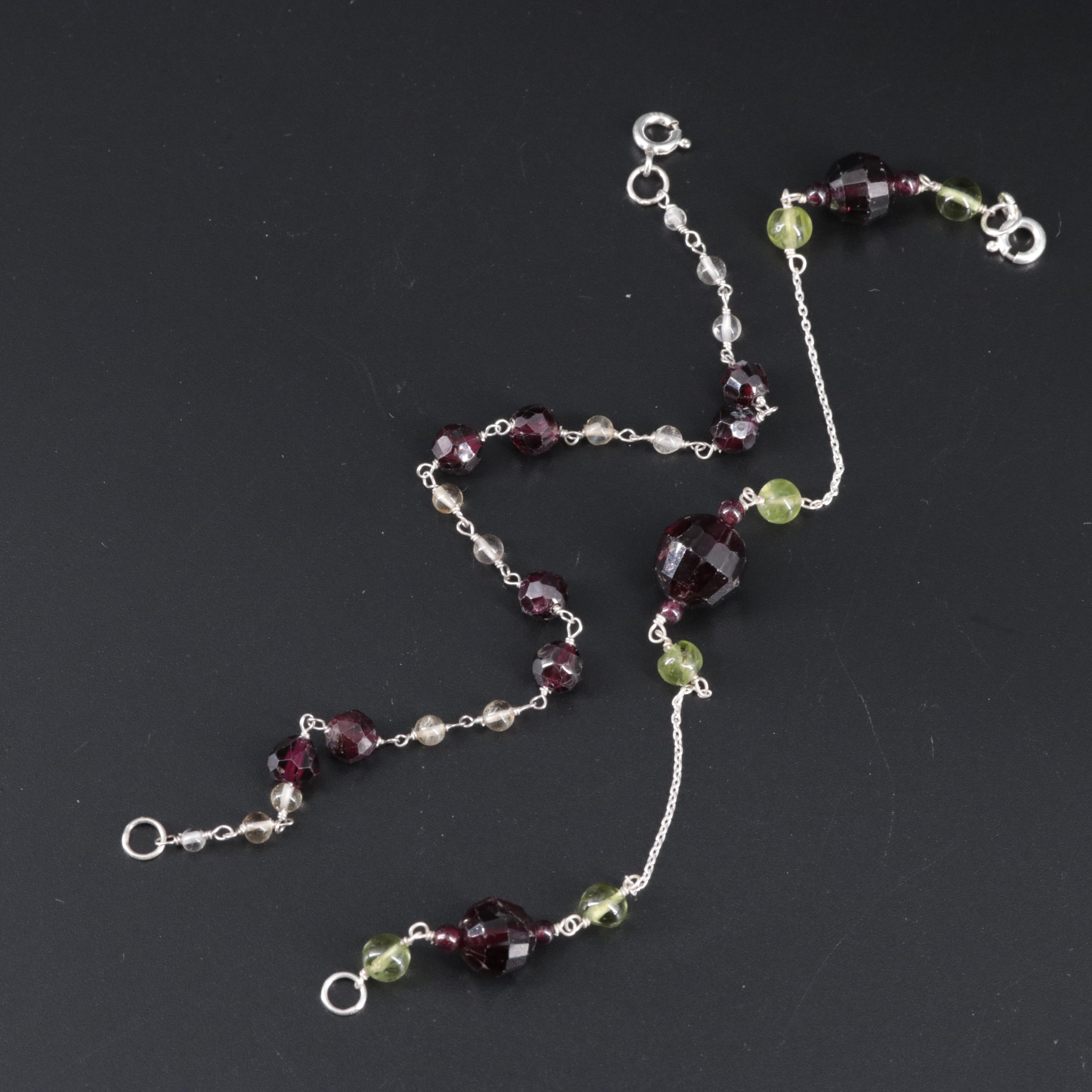 Sterling Silver Gemstone Bracelet Pair