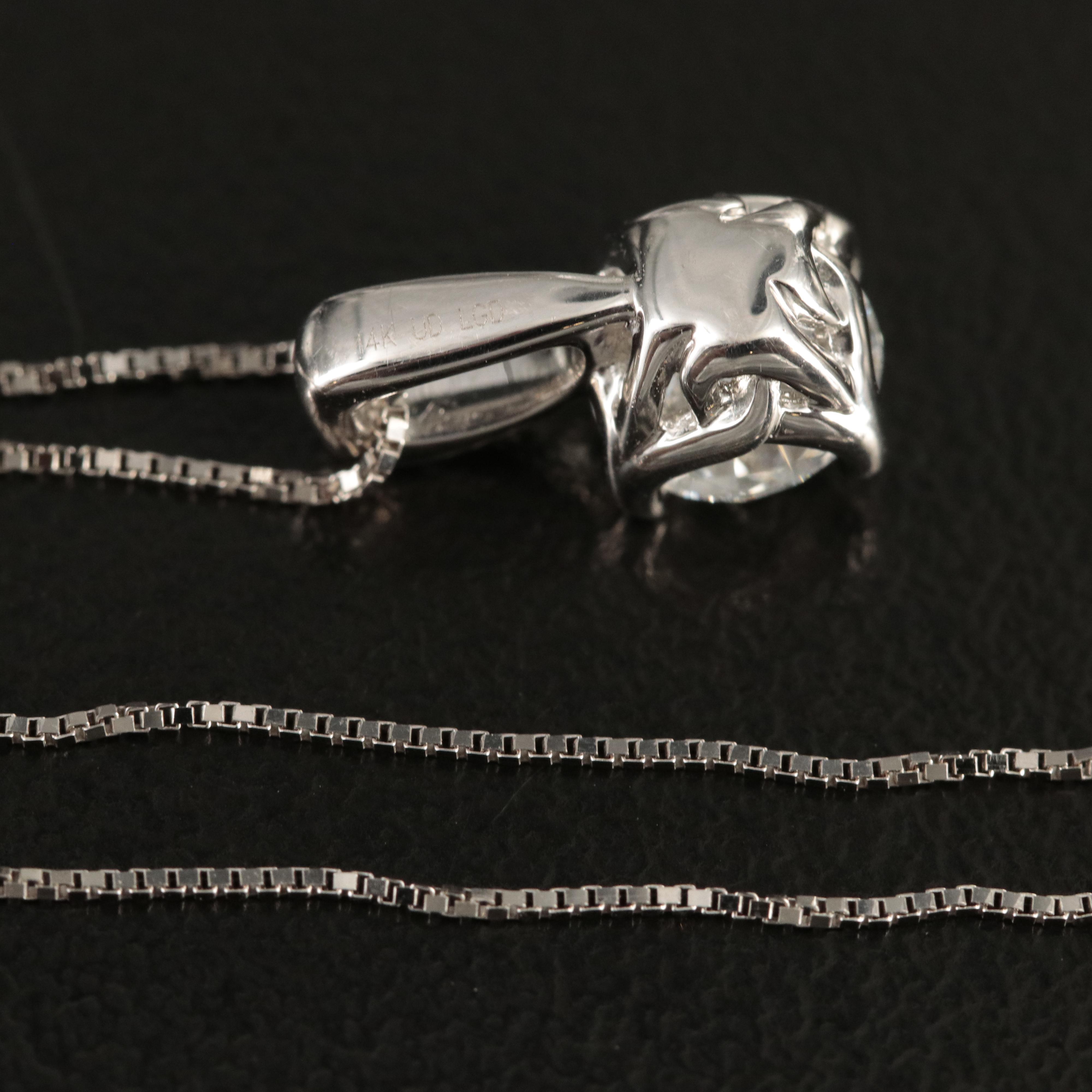 14K 0.75 CT Lab Grown Diamond Pendant Necklace with IGI Report