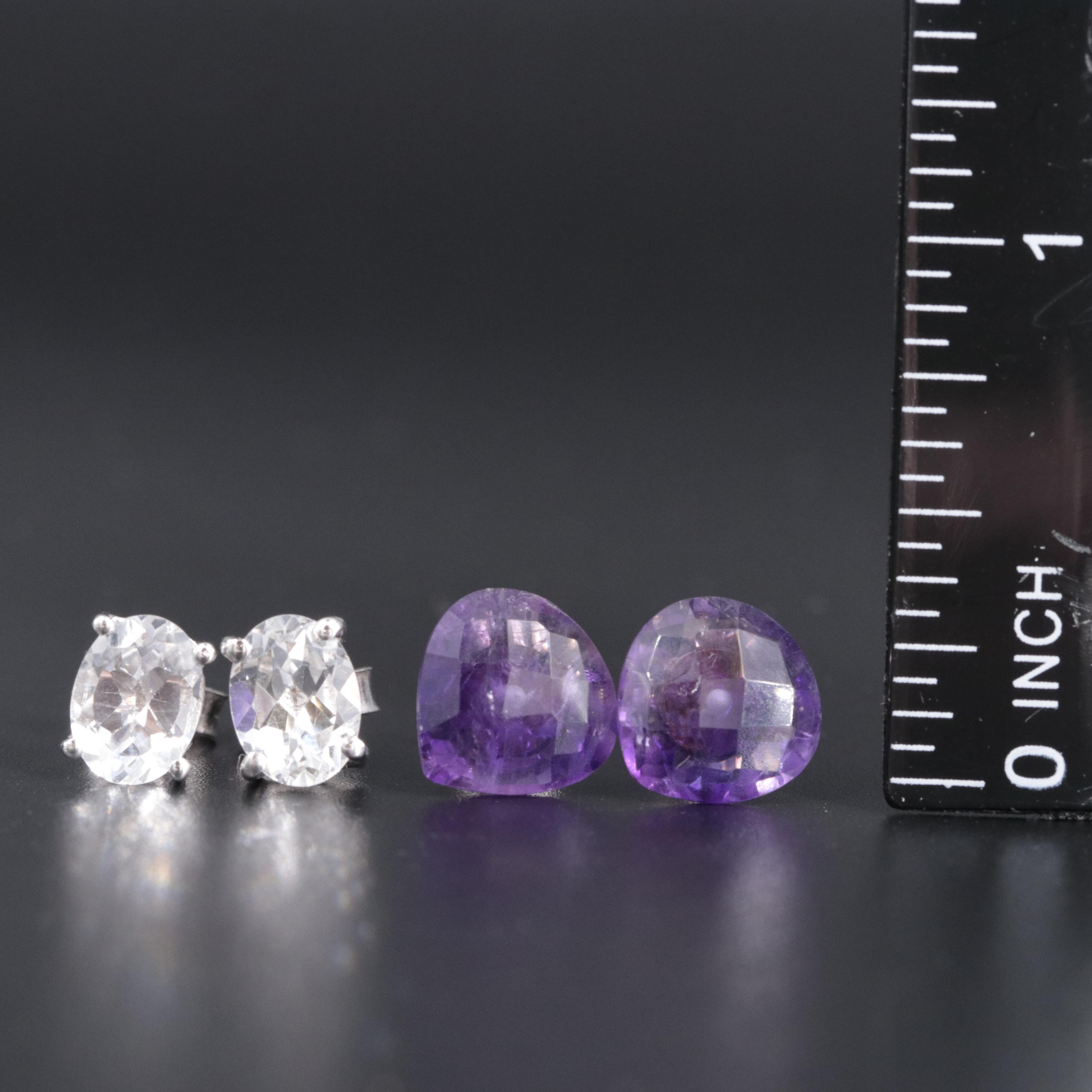 Sterling Silver Amethyst Stud Earrings