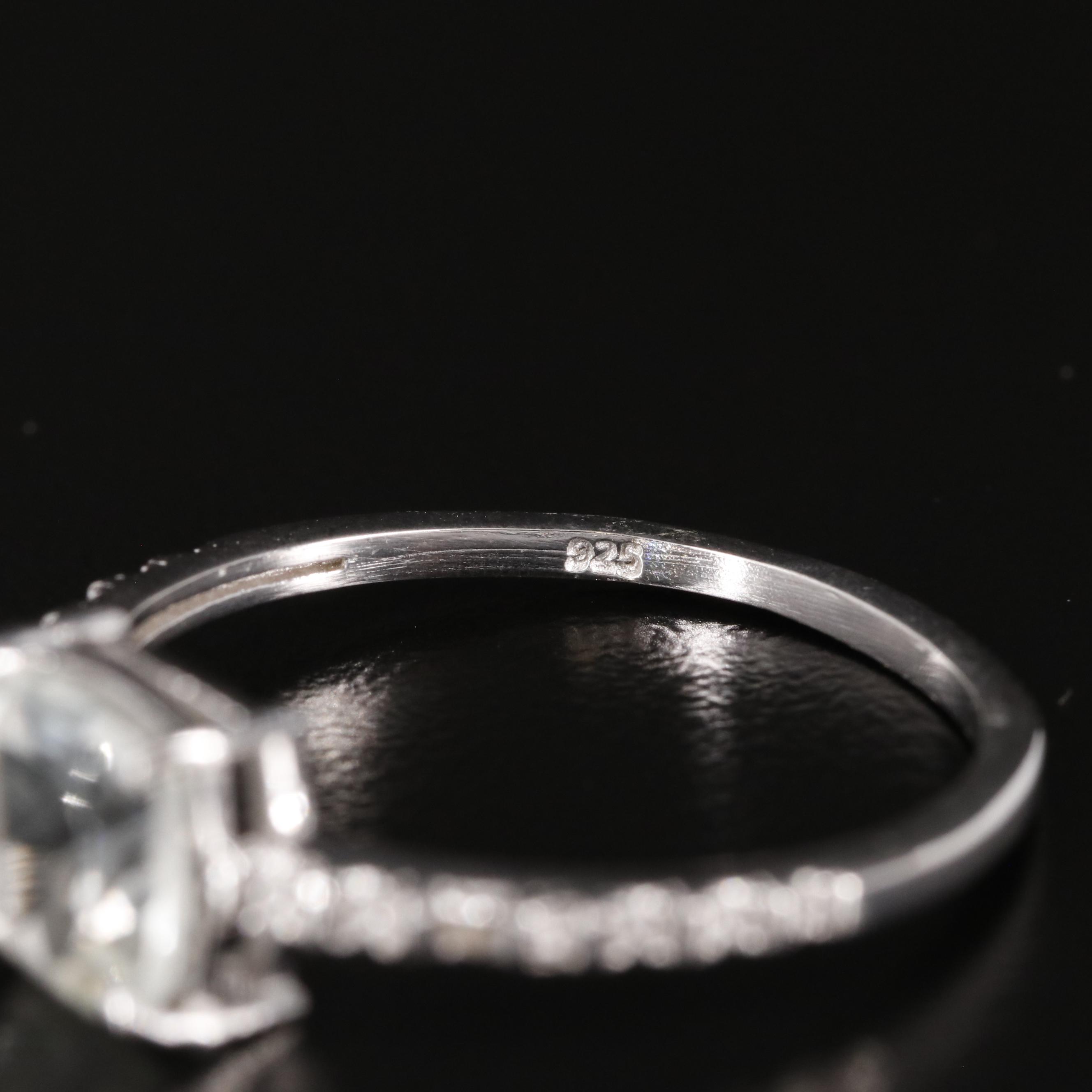 Sterling Prasiolite and Diamond Ring