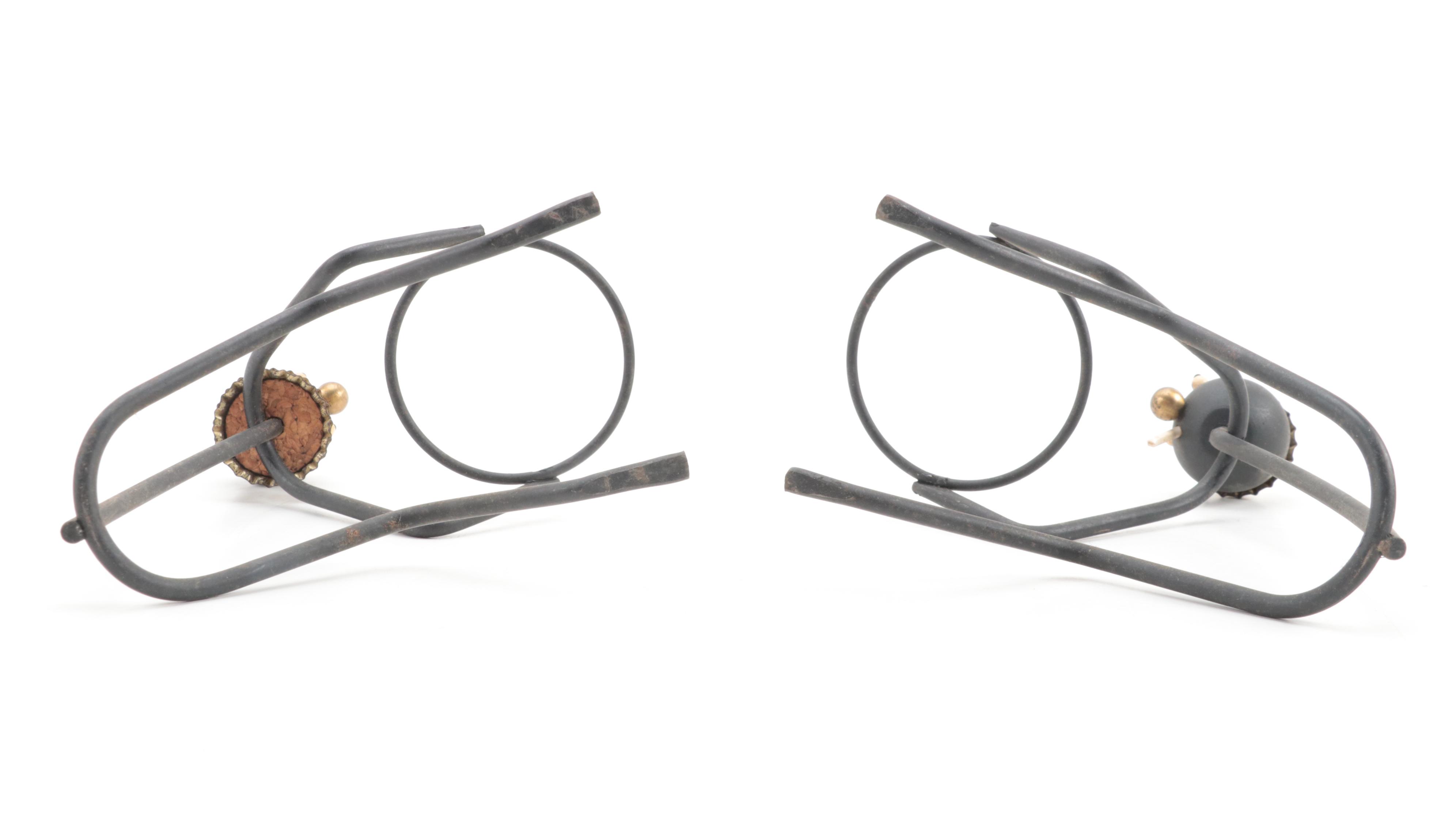 Wilton Painted Cast Iron Match Holder and Folk Art Bottle Cap Candle Holders