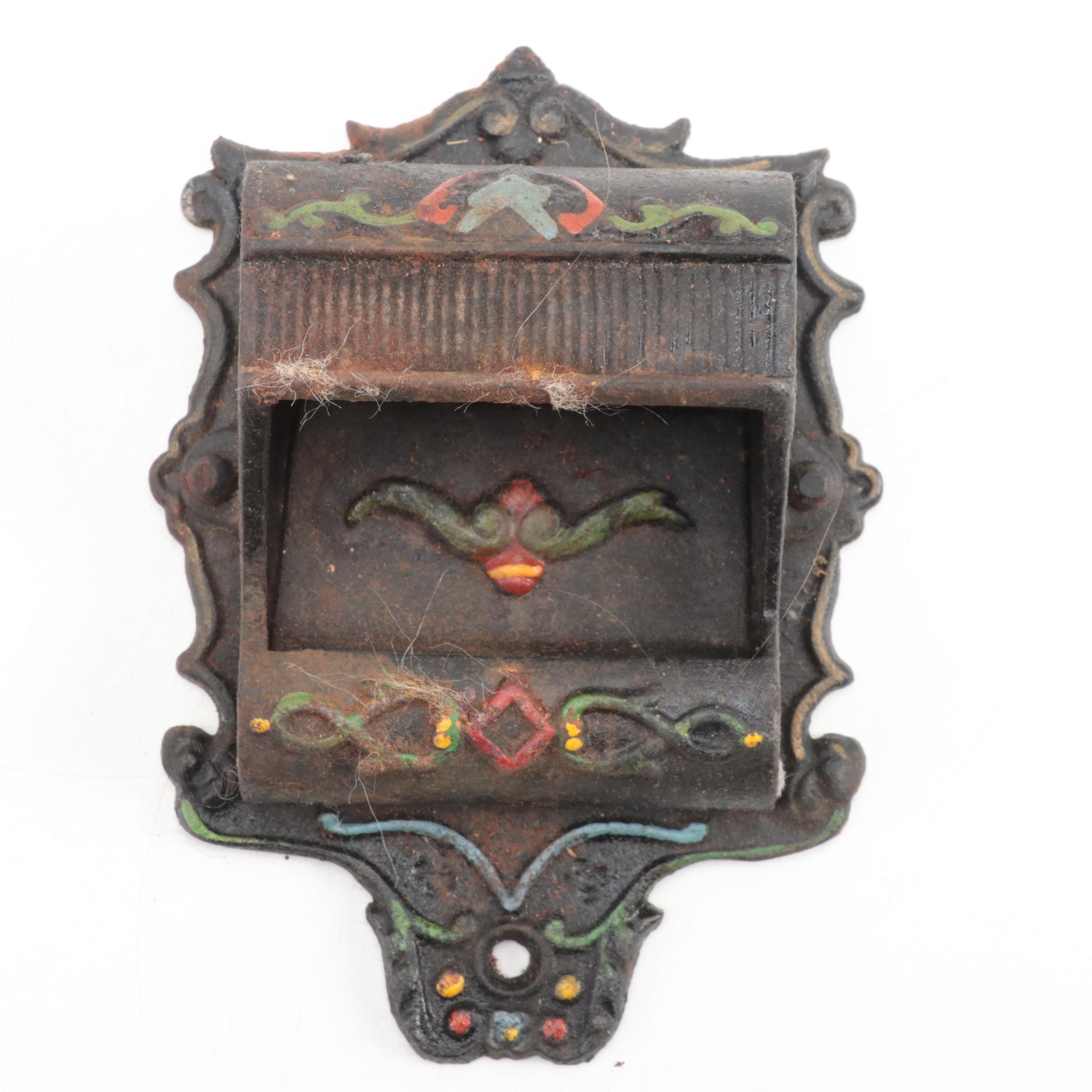 Wilton Painted Cast Iron Match Holder and Folk Art Bottle Cap Candle Holders