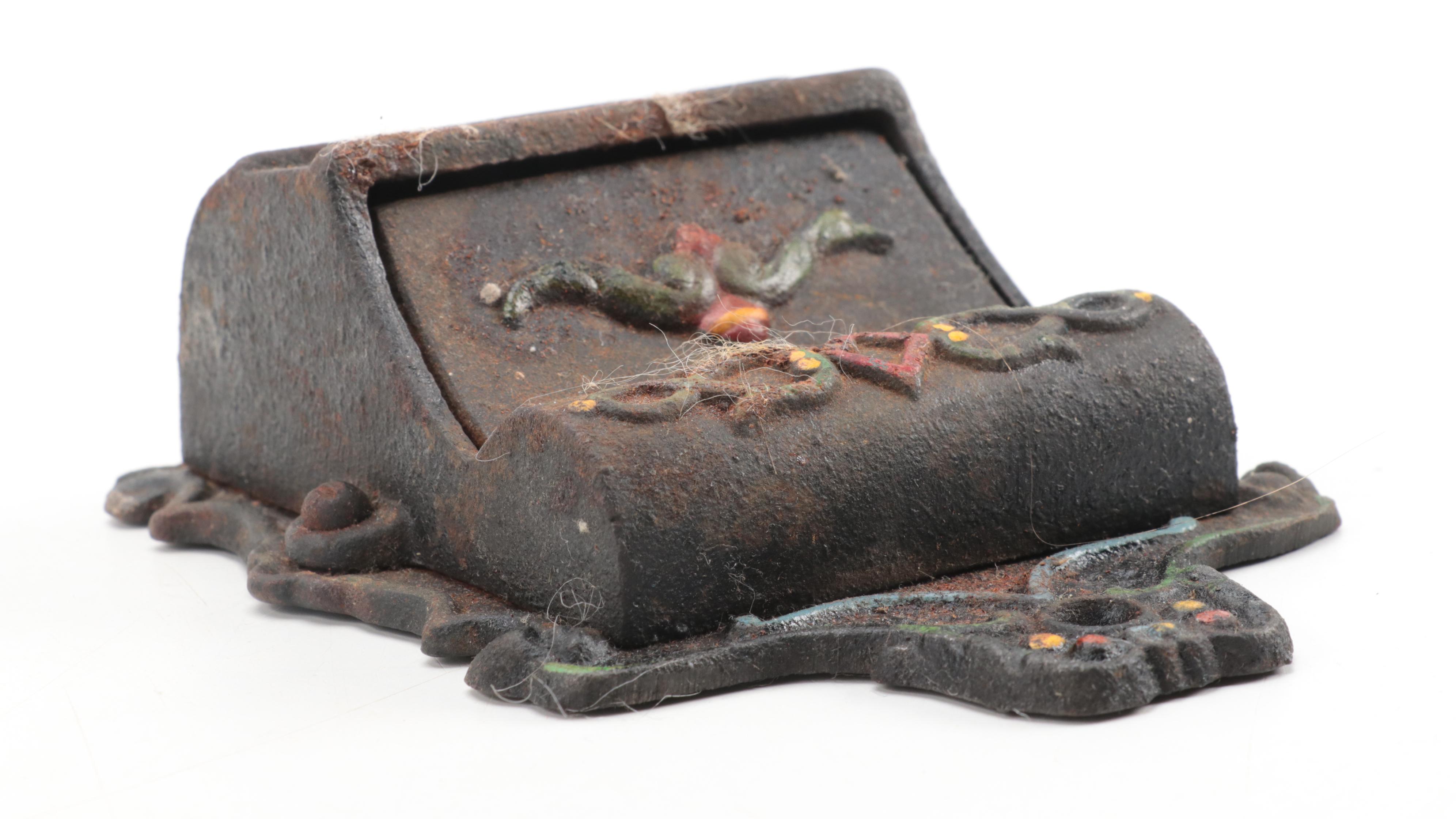 Wilton Painted Cast Iron Match Holder and Folk Art Bottle Cap Candle Holders