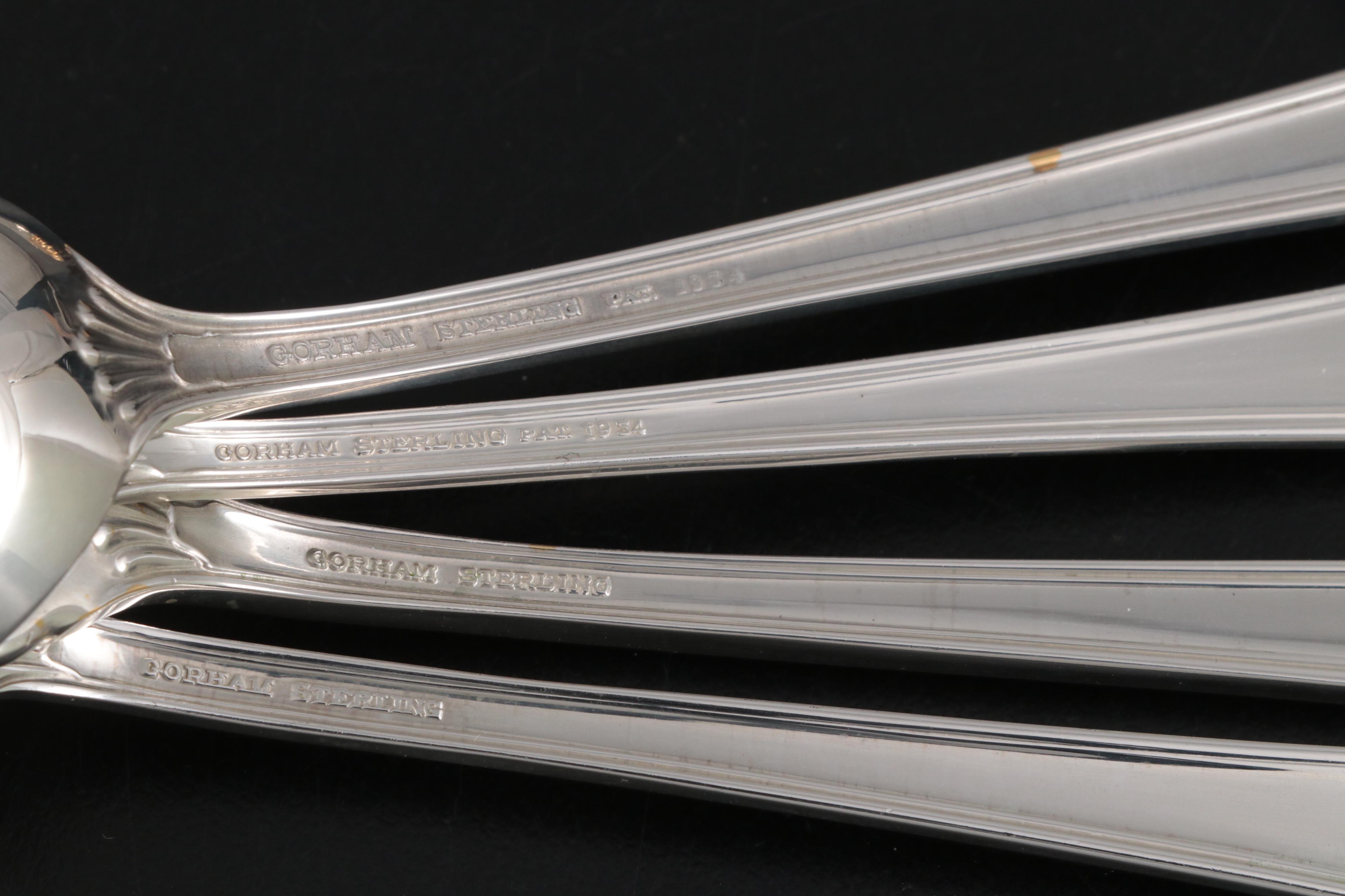 Gorham "Edgemont Gold" Sterling Silver and Gilt Accent Flatware and Utensils