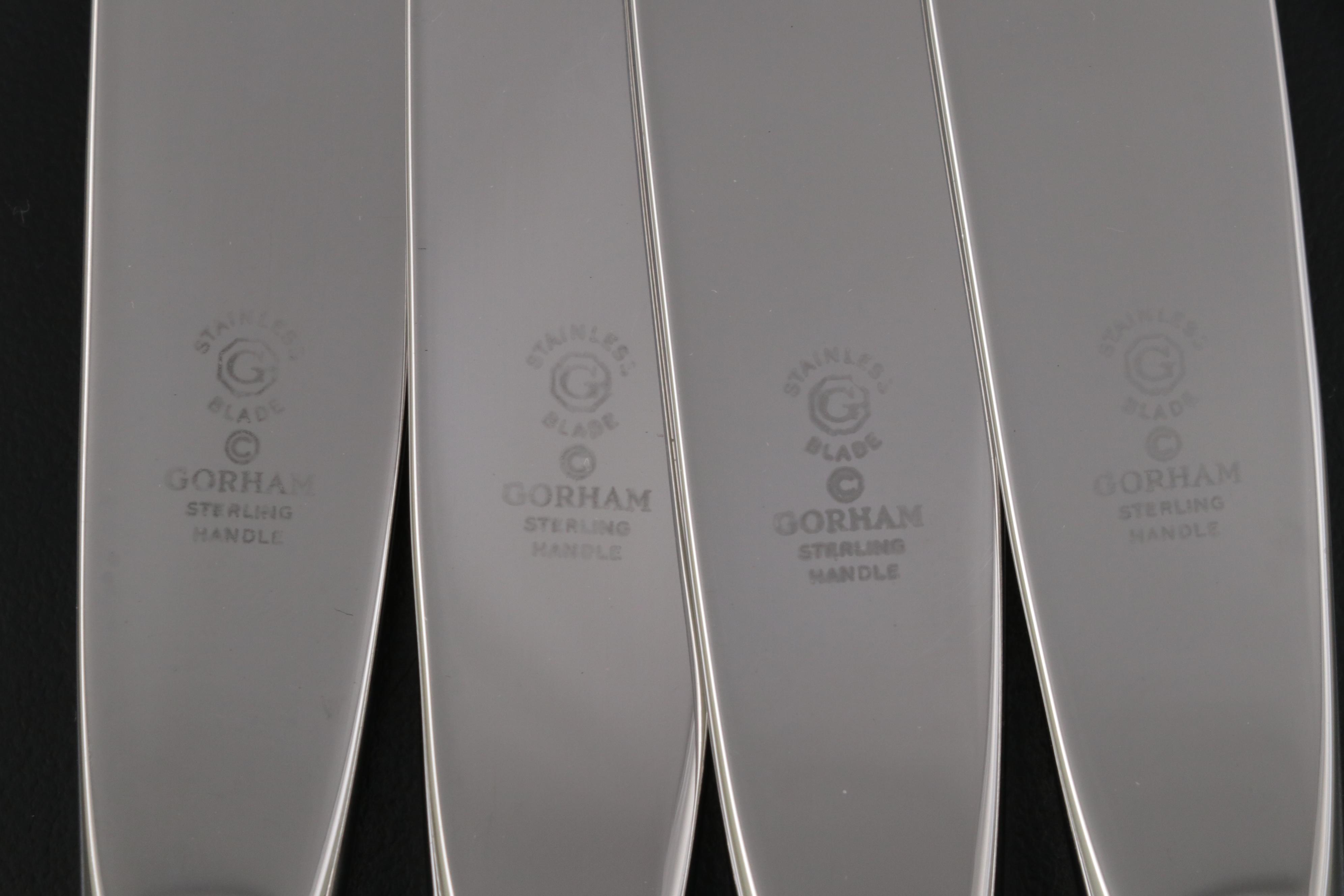 Gorham "Edgemont Gold" Sterling Silver and Gilt Accent Flatware and Utensils