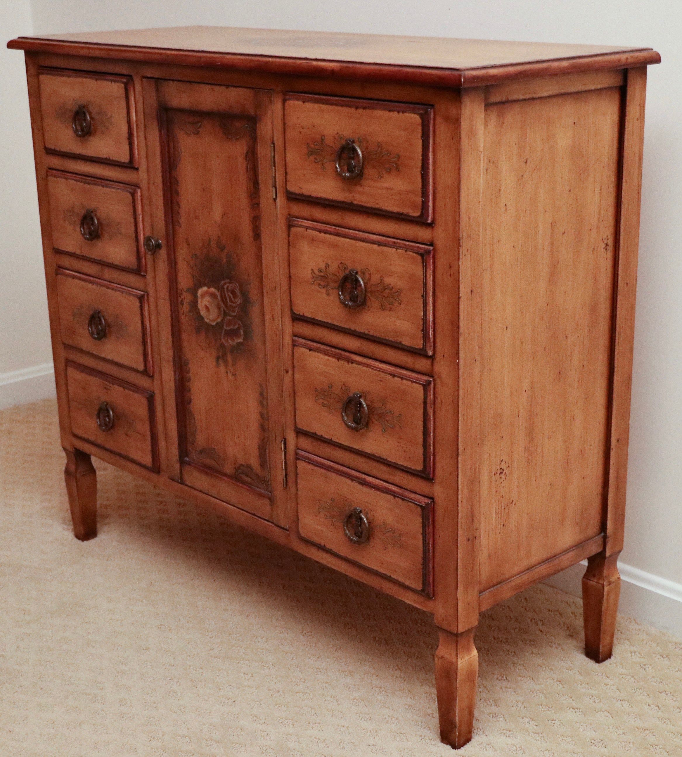 Oriental Treasures Paint-Decorated Commode Cabinet