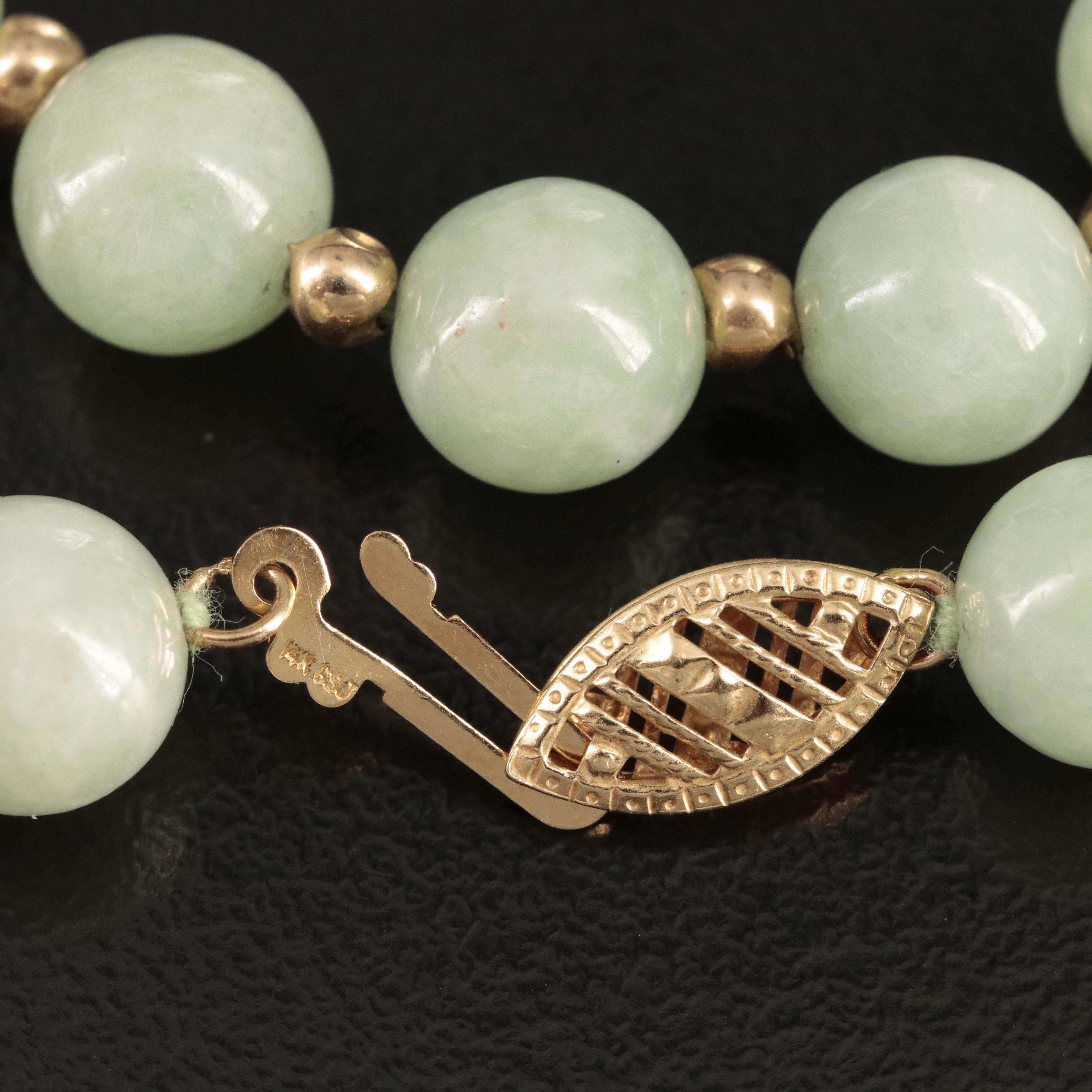 14K Carved Jadeite Fish Necklace