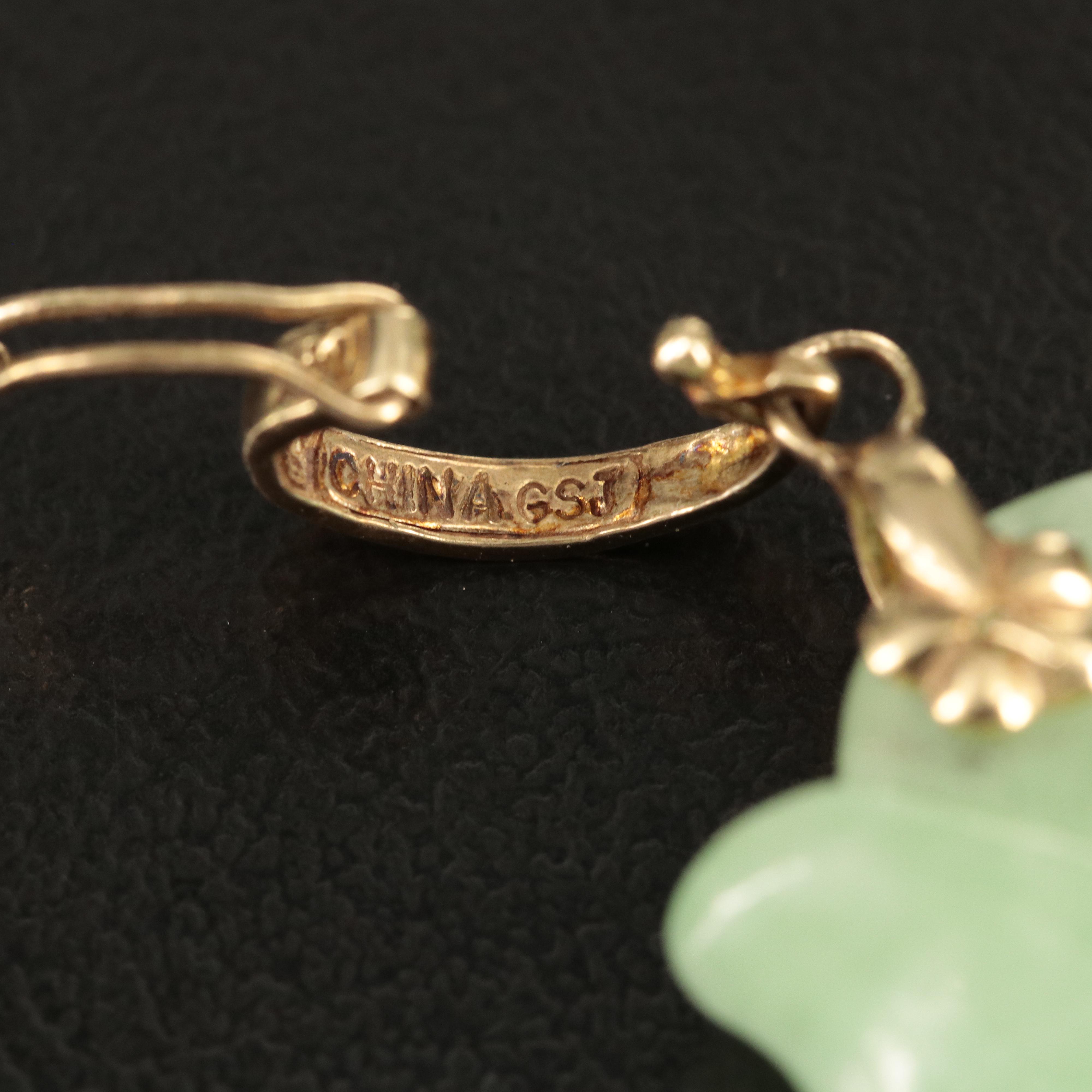 14K Carved Jadeite Fish Necklace