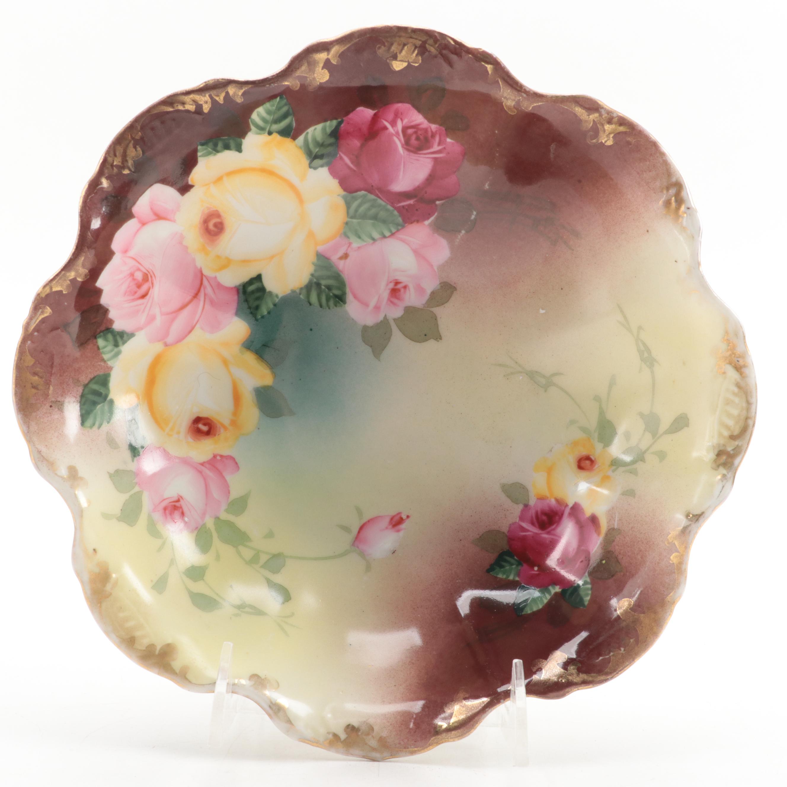Royal Kinran and Other Nippon Floral Painted Porcelain Bowls