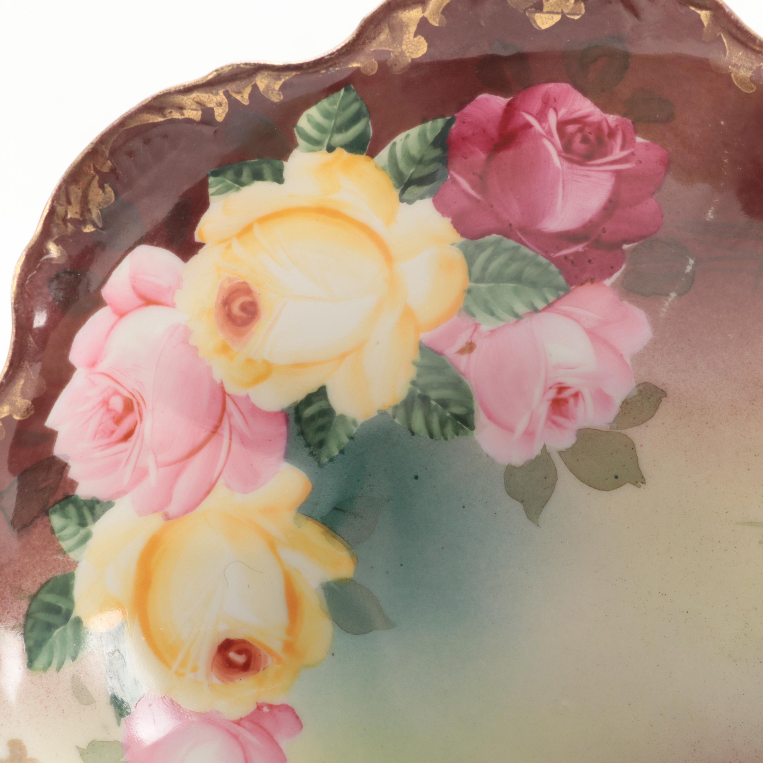 Royal Kinran and Other Nippon Floral Painted Porcelain Bowls