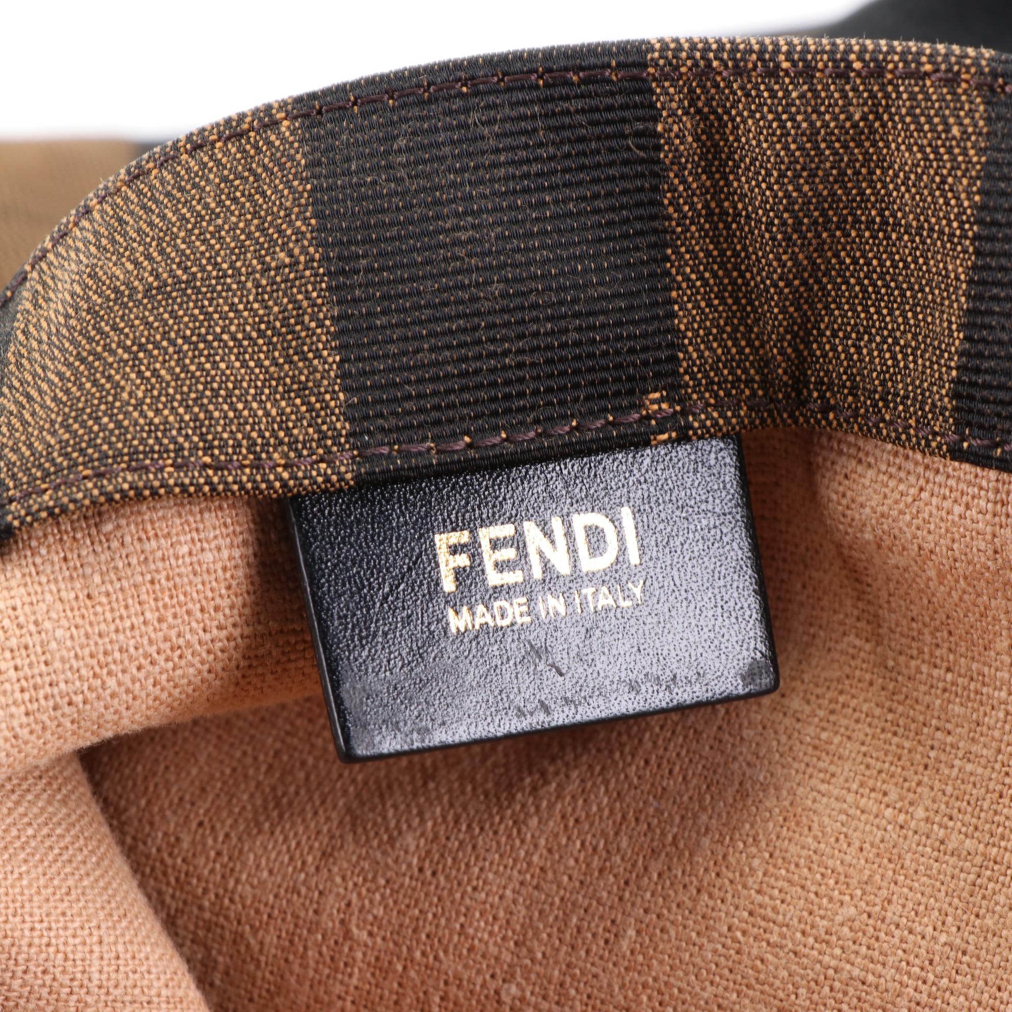 Fendi Pequin Stripe Canvas Shopper Tote with Zip Pouch