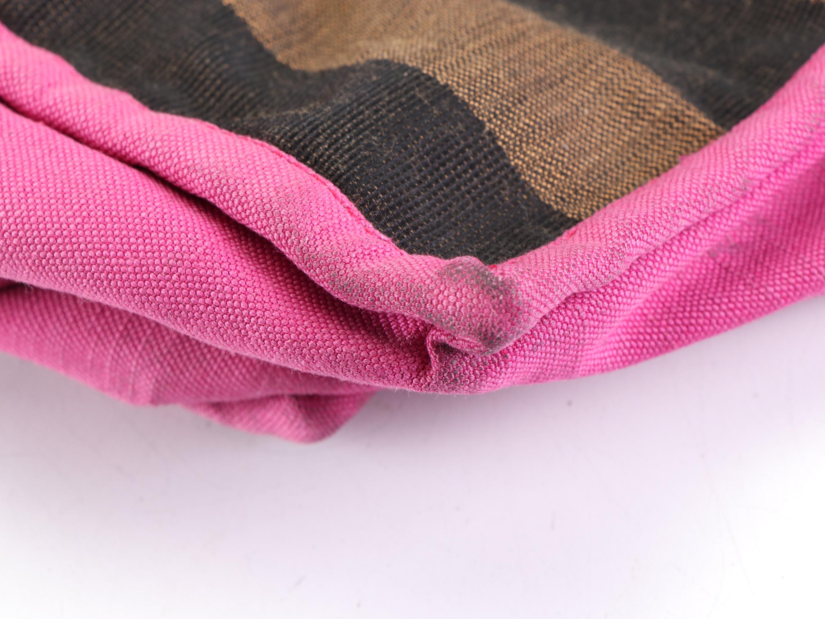 Fendi Pequin Stripe Canvas Shopper Tote with Zip Pouch