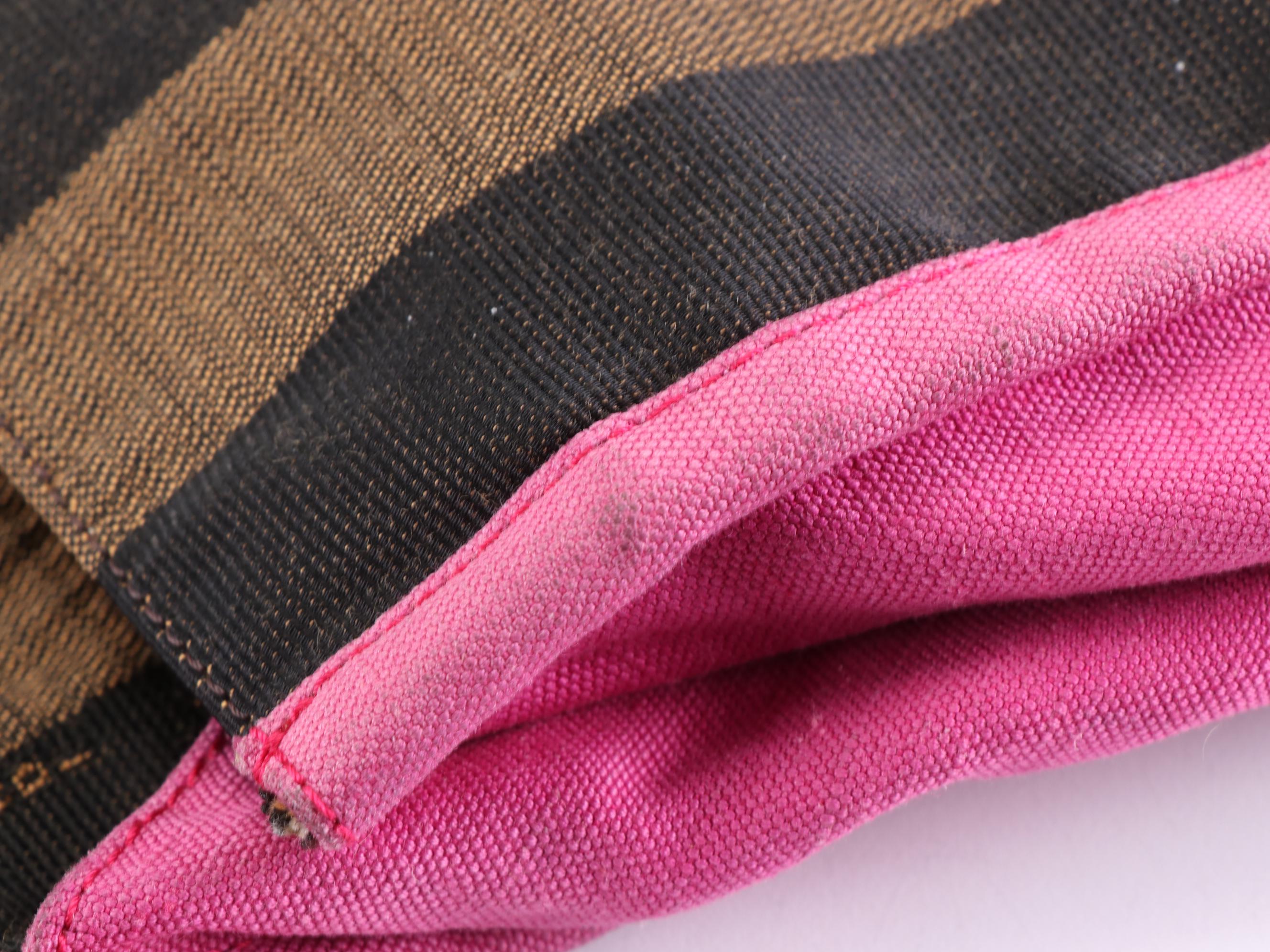 Fendi Pequin Stripe Canvas Shopper Tote with Zip Pouch