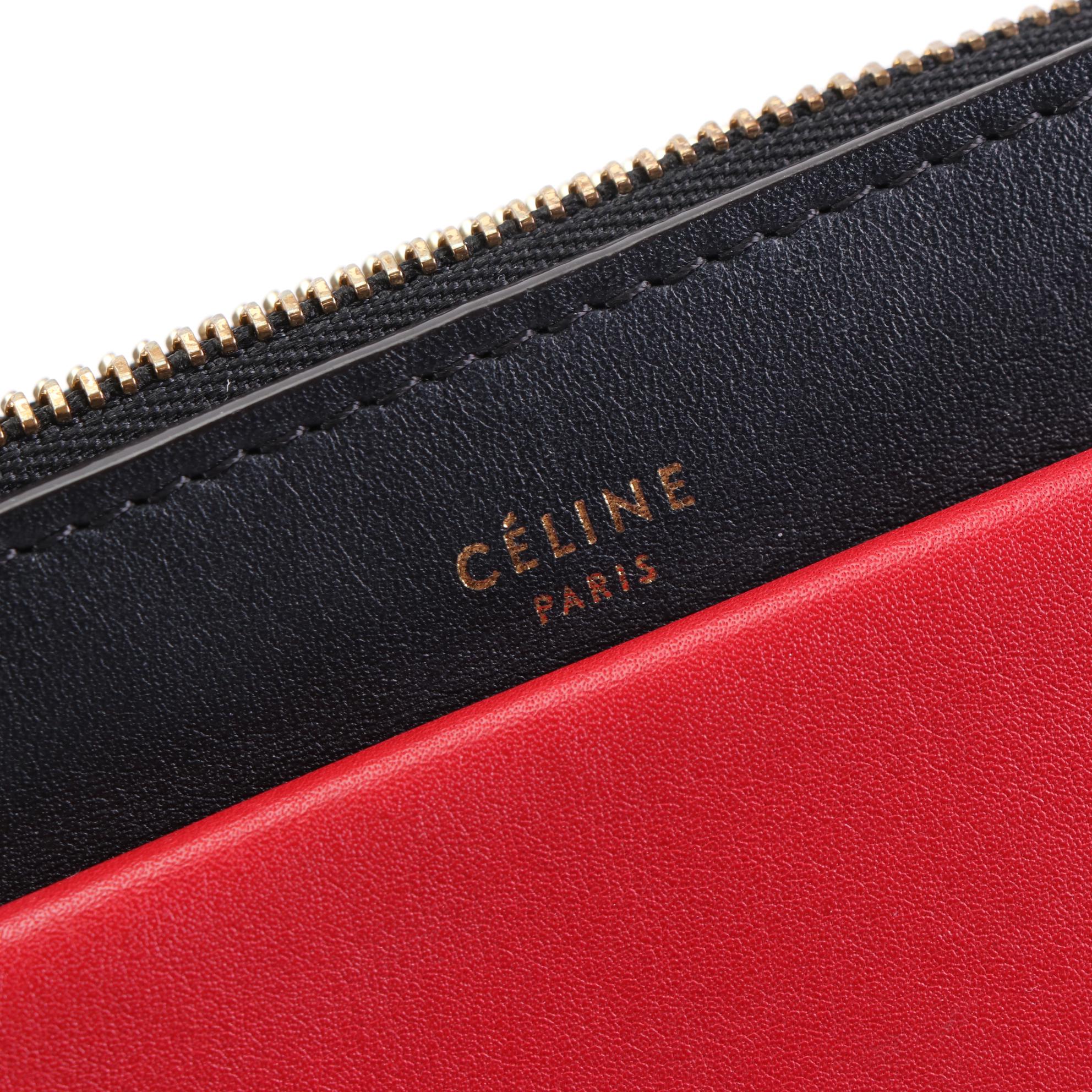 Céline Medium Pocket Clutch on Chain in Tricolor Leather