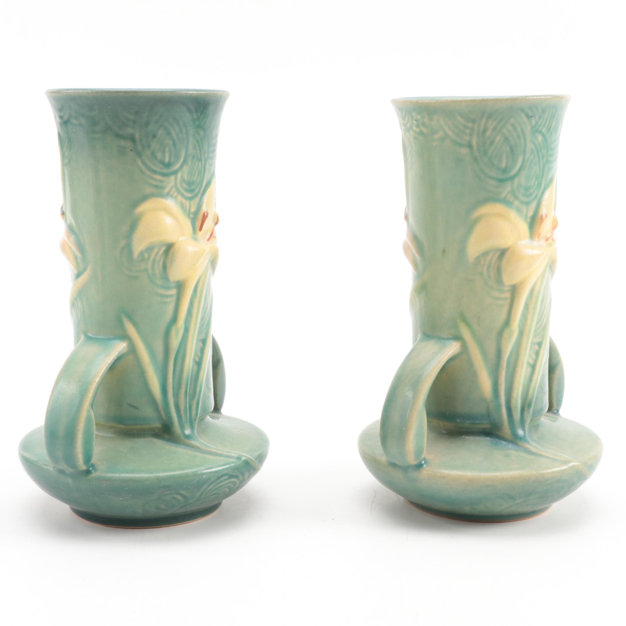 Roseville Pottery "Zephyr Lily" Planter and Vases with "Foxglove" Candlesticks