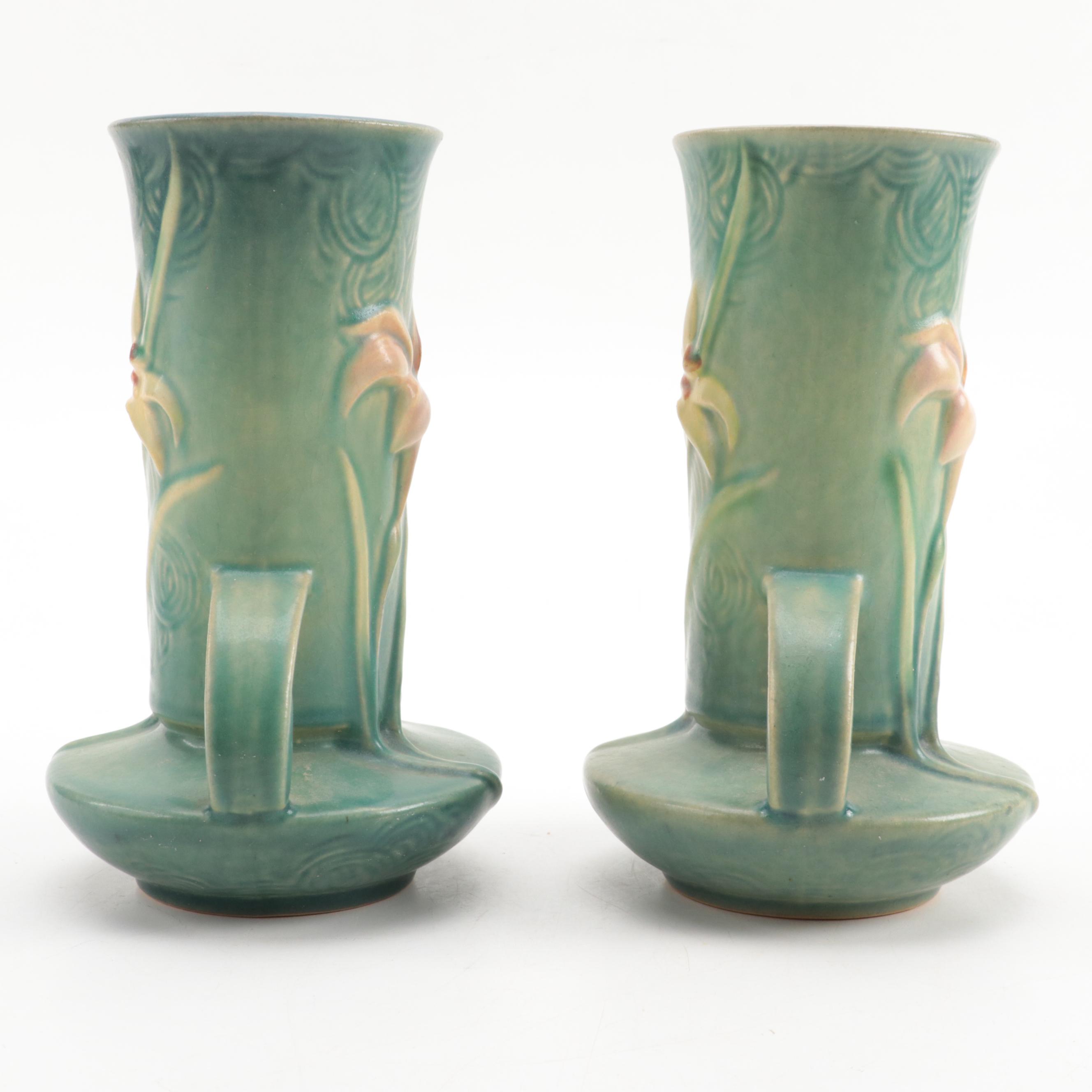 Roseville Pottery "Zephyr Lily" Planter and Vases with "Foxglove" Candlesticks