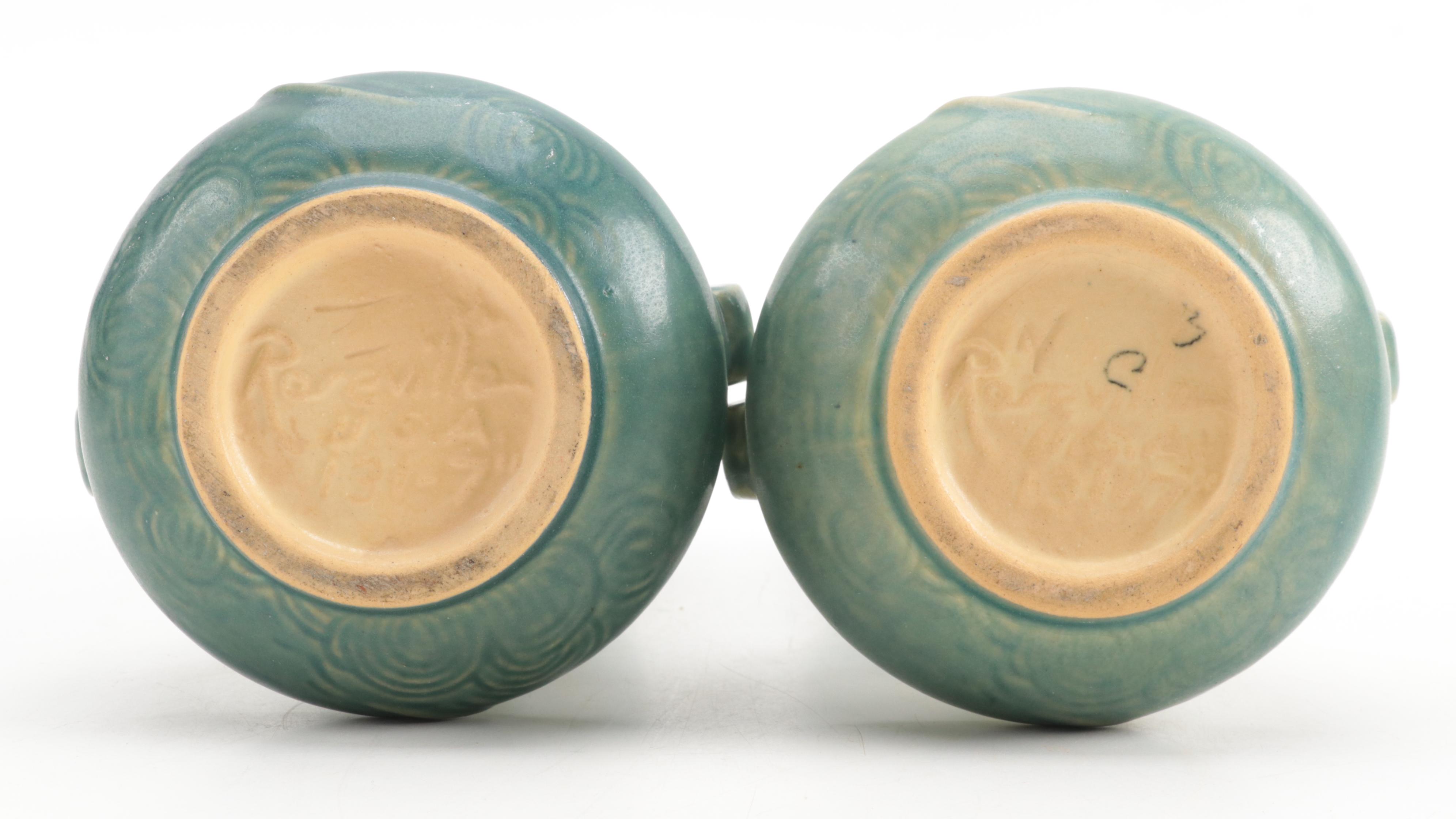 Roseville Pottery "Zephyr Lily" Planter and Vases with "Foxglove" Candlesticks