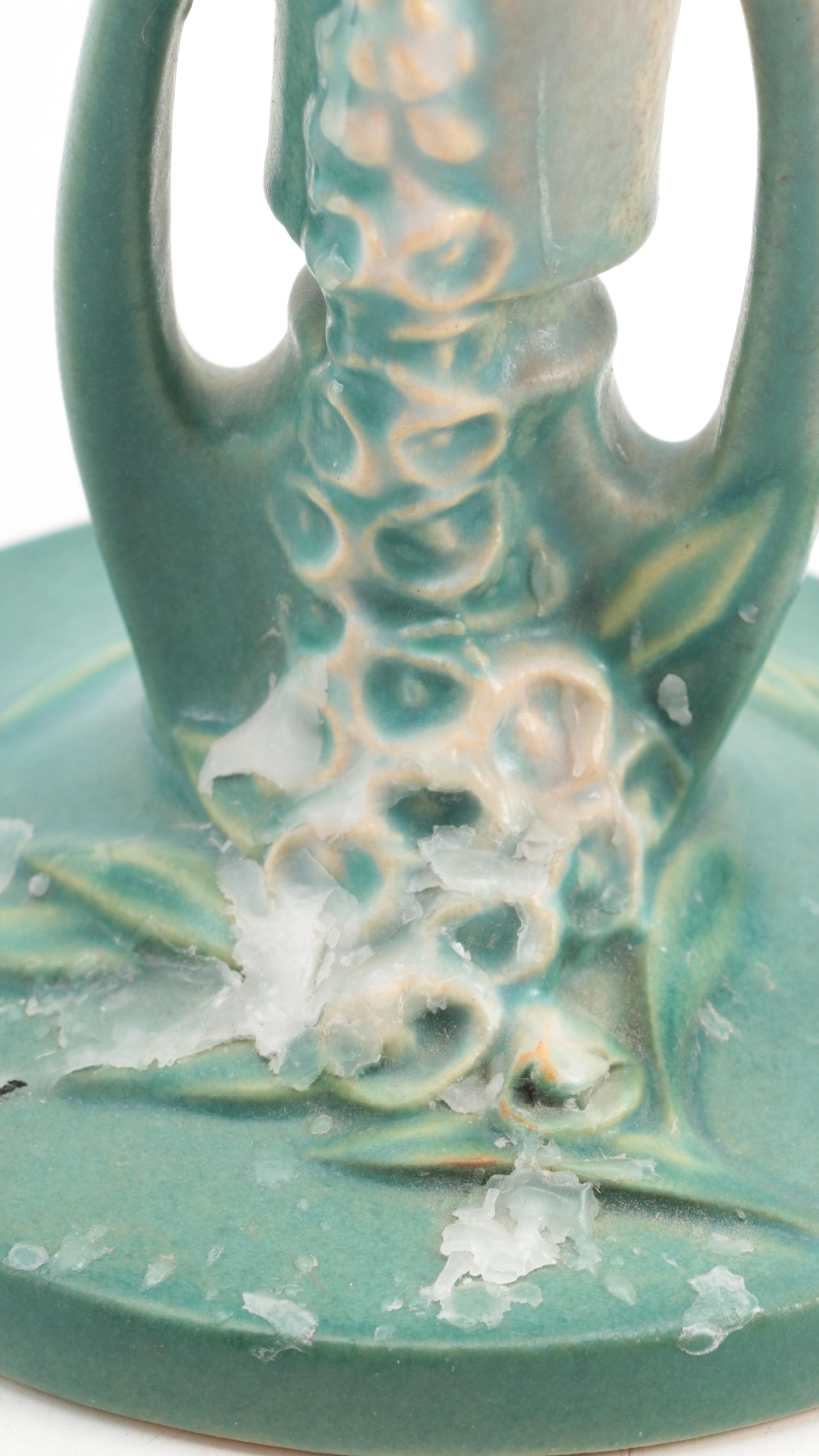 Roseville Pottery "Zephyr Lily" Planter and Vases with "Foxglove" Candlesticks