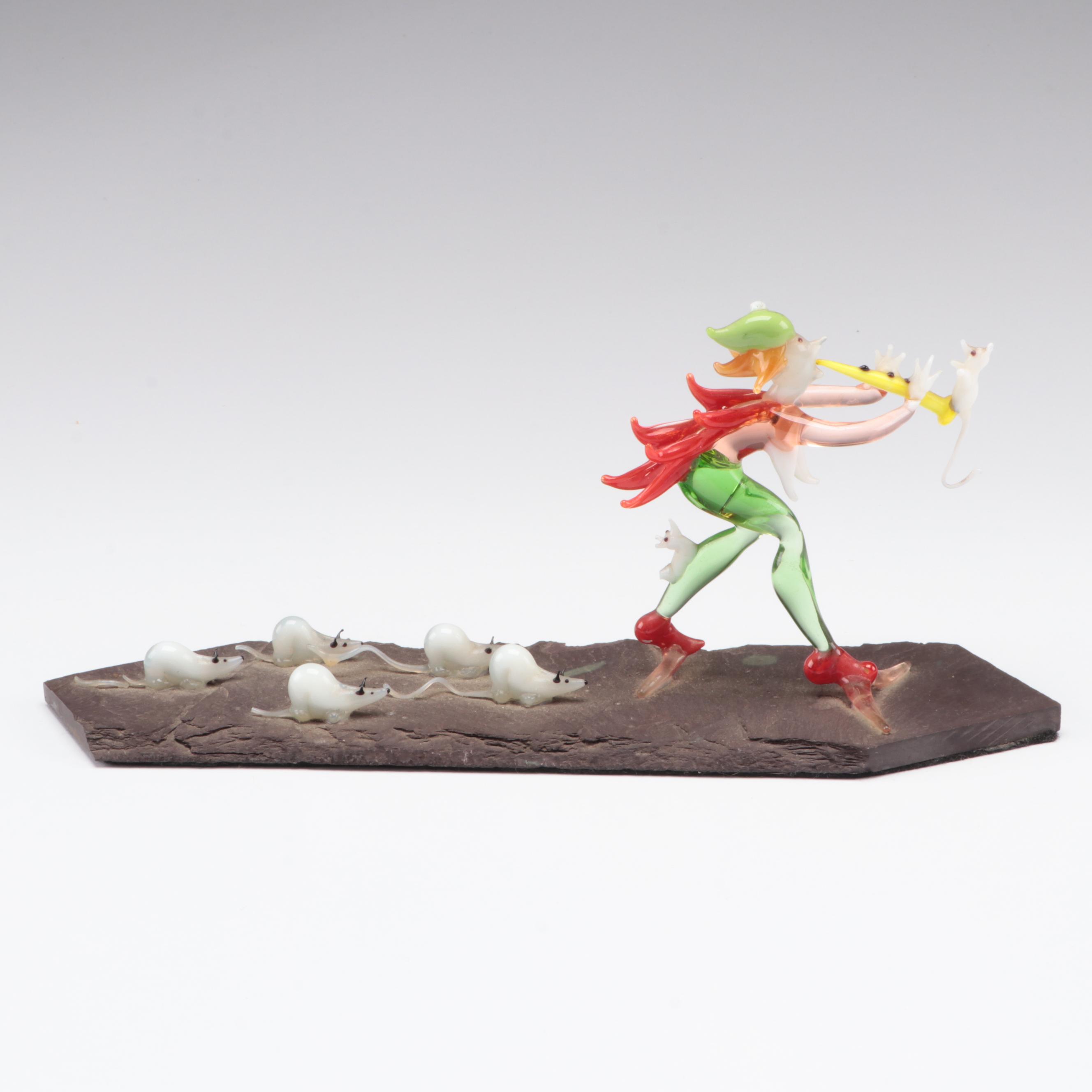 Flamework Glass Pied Piper of Hamelin Figural Group