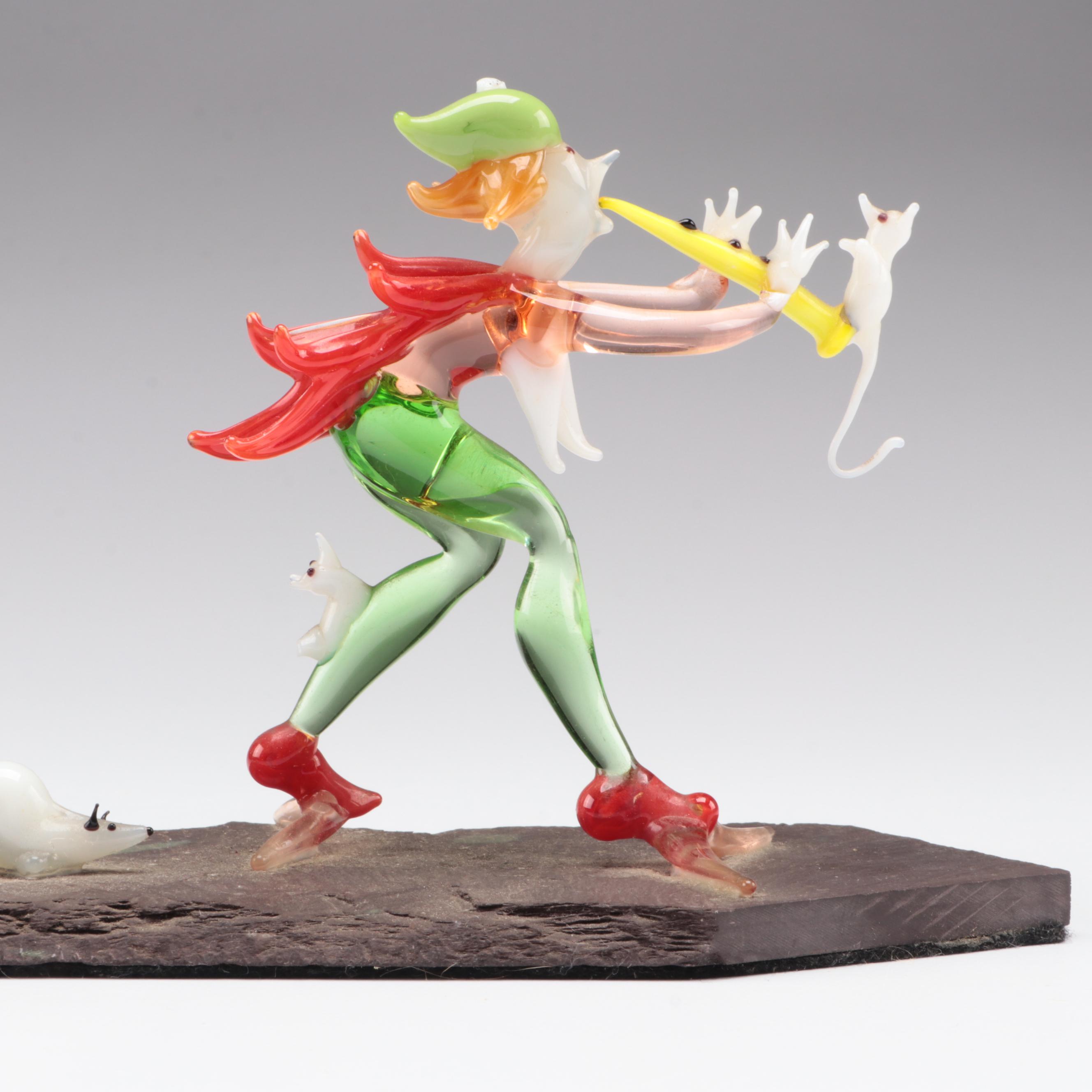 Flamework Glass Pied Piper of Hamelin Figural Group