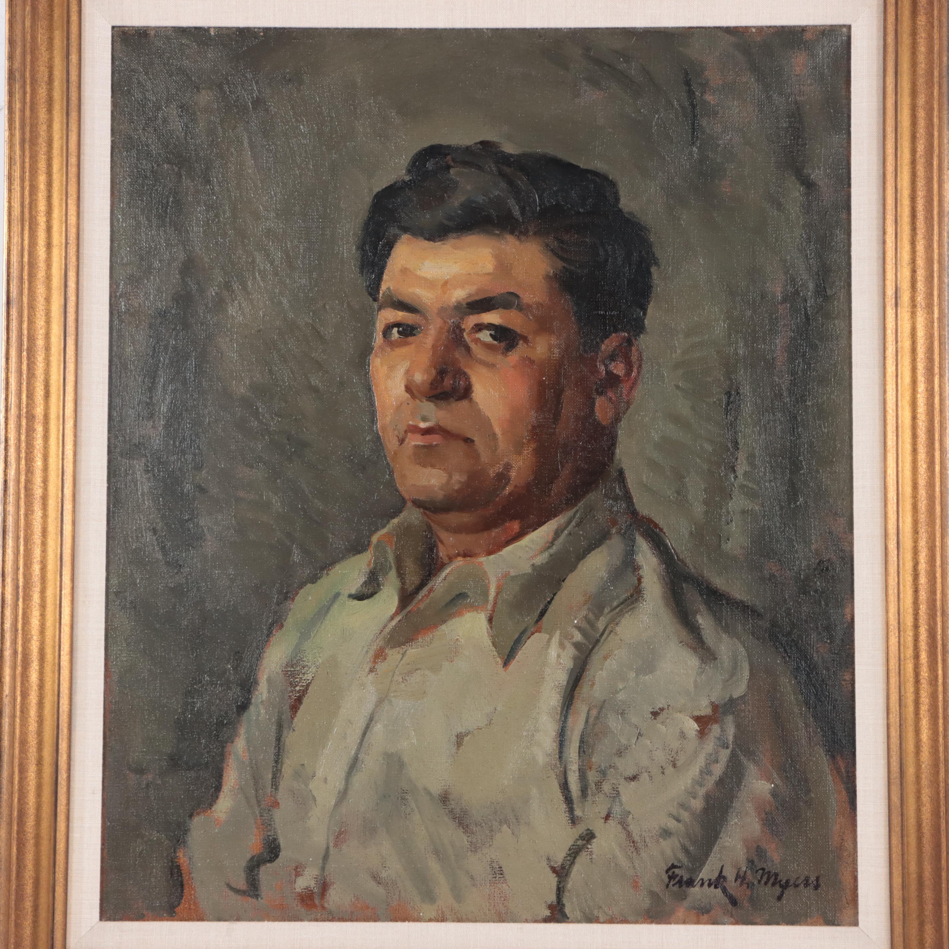 Frank Harmon Myers Portrait Oil Painting of a Man, Circa 1930
