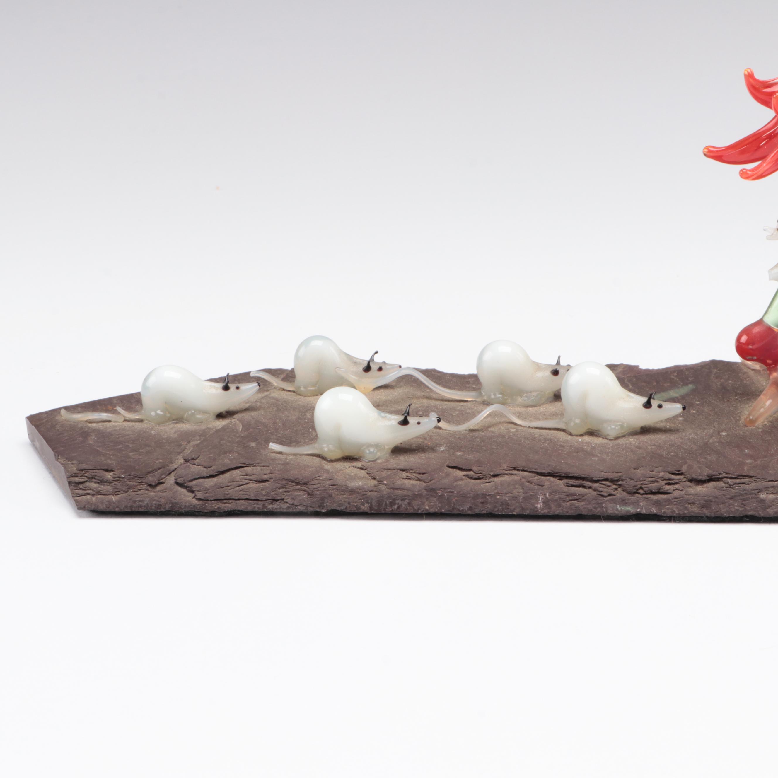 Flamework Glass Pied Piper of Hamelin Figural Group