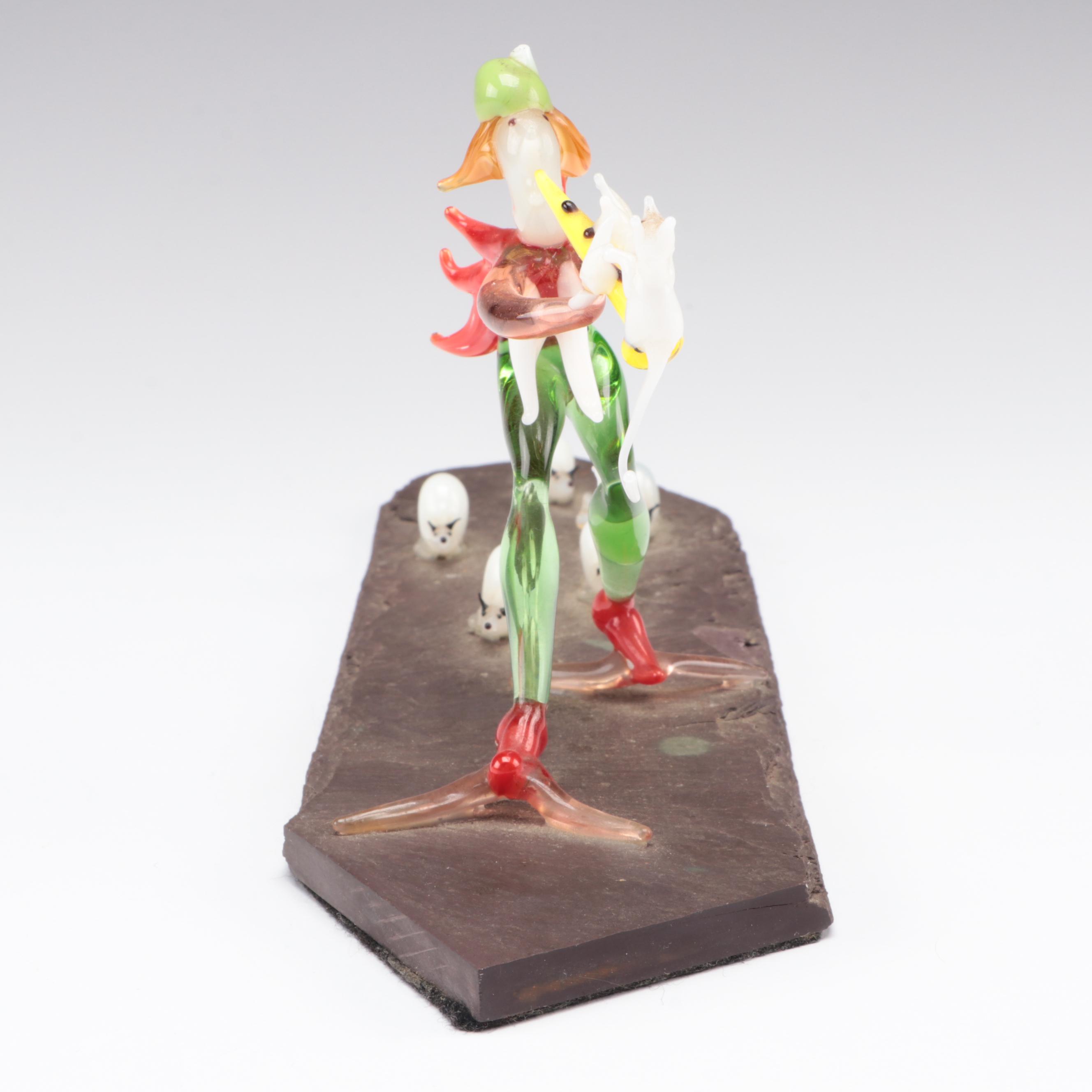 Flamework Glass Pied Piper of Hamelin Figural Group