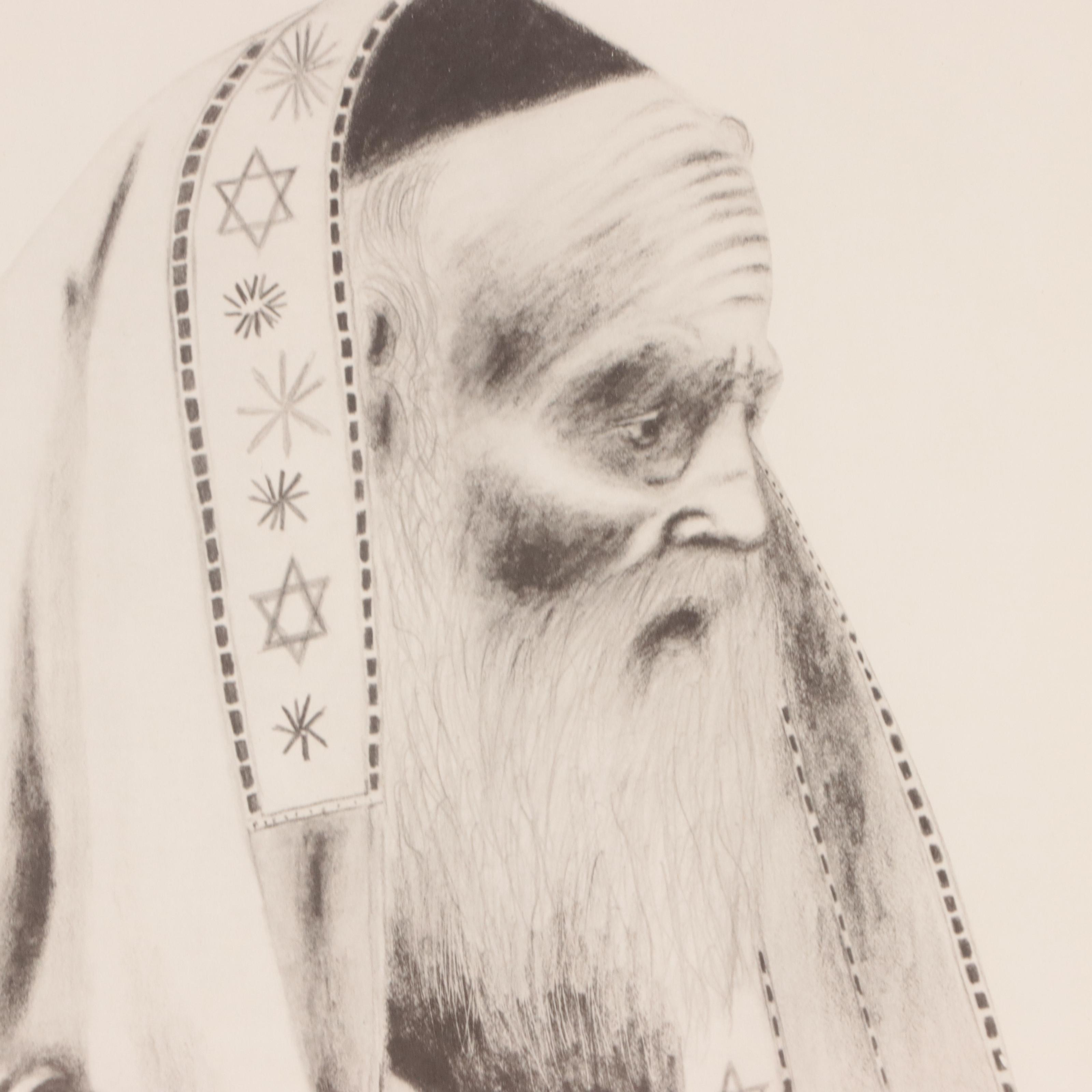 Nesa Treibitz Halftone of a Rabbi "Meditation"