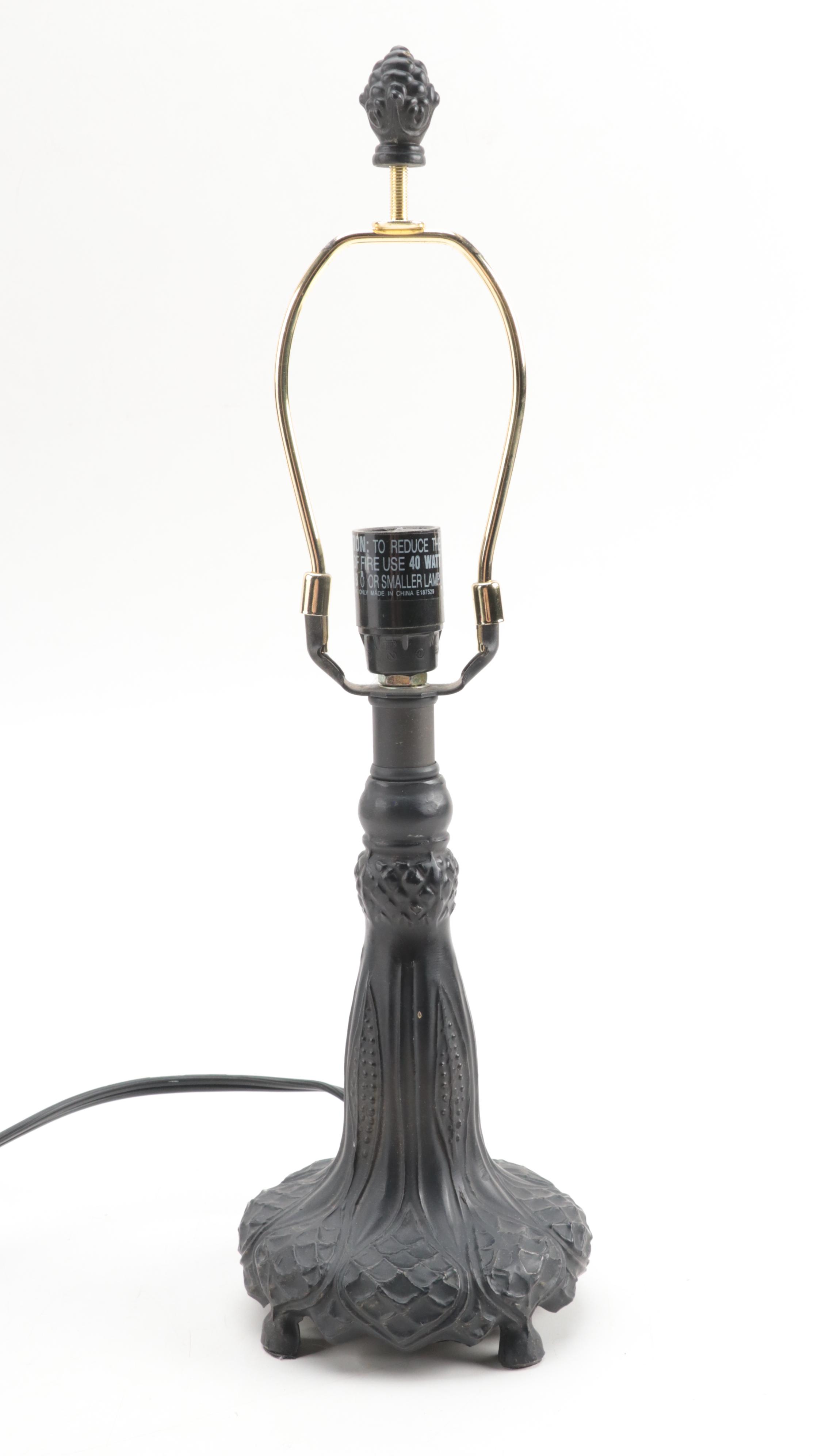 Dragonfly Slag Glass Shade Pressed Metal Accent Lamp, 21st Century