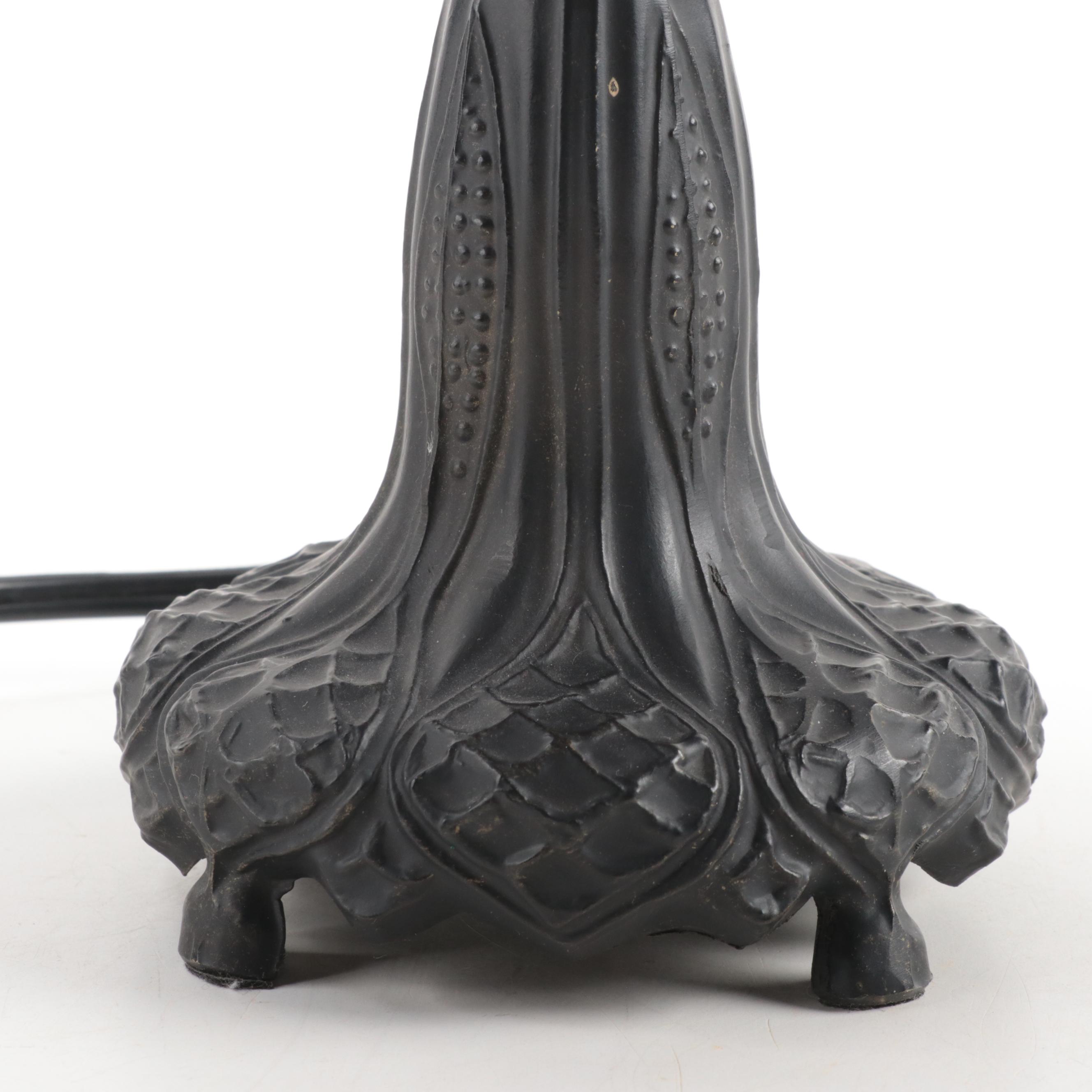 Dragonfly Slag Glass Shade Pressed Metal Accent Lamp, 21st Century