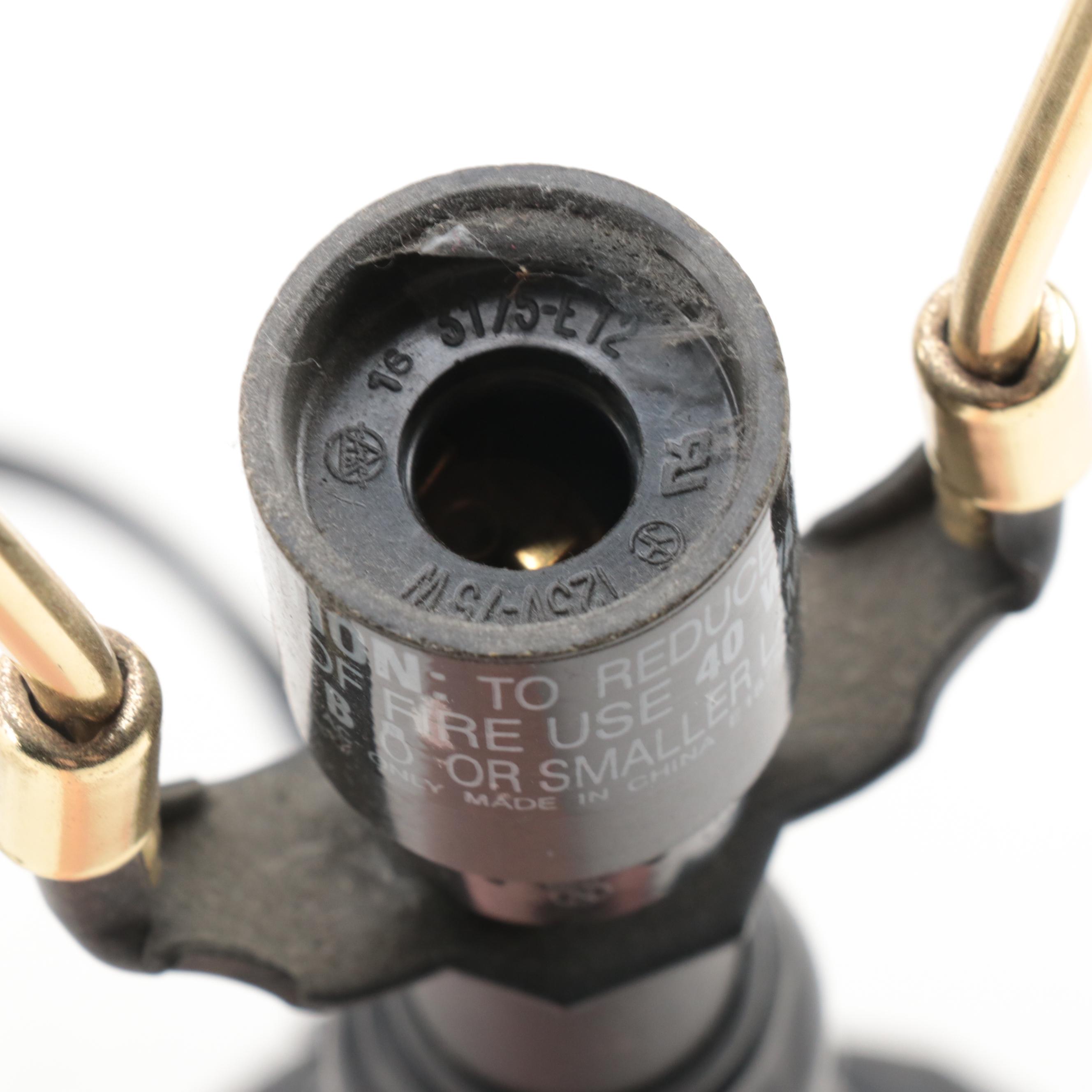 Dragonfly Slag Glass Shade Pressed Metal Accent Lamp, 21st Century