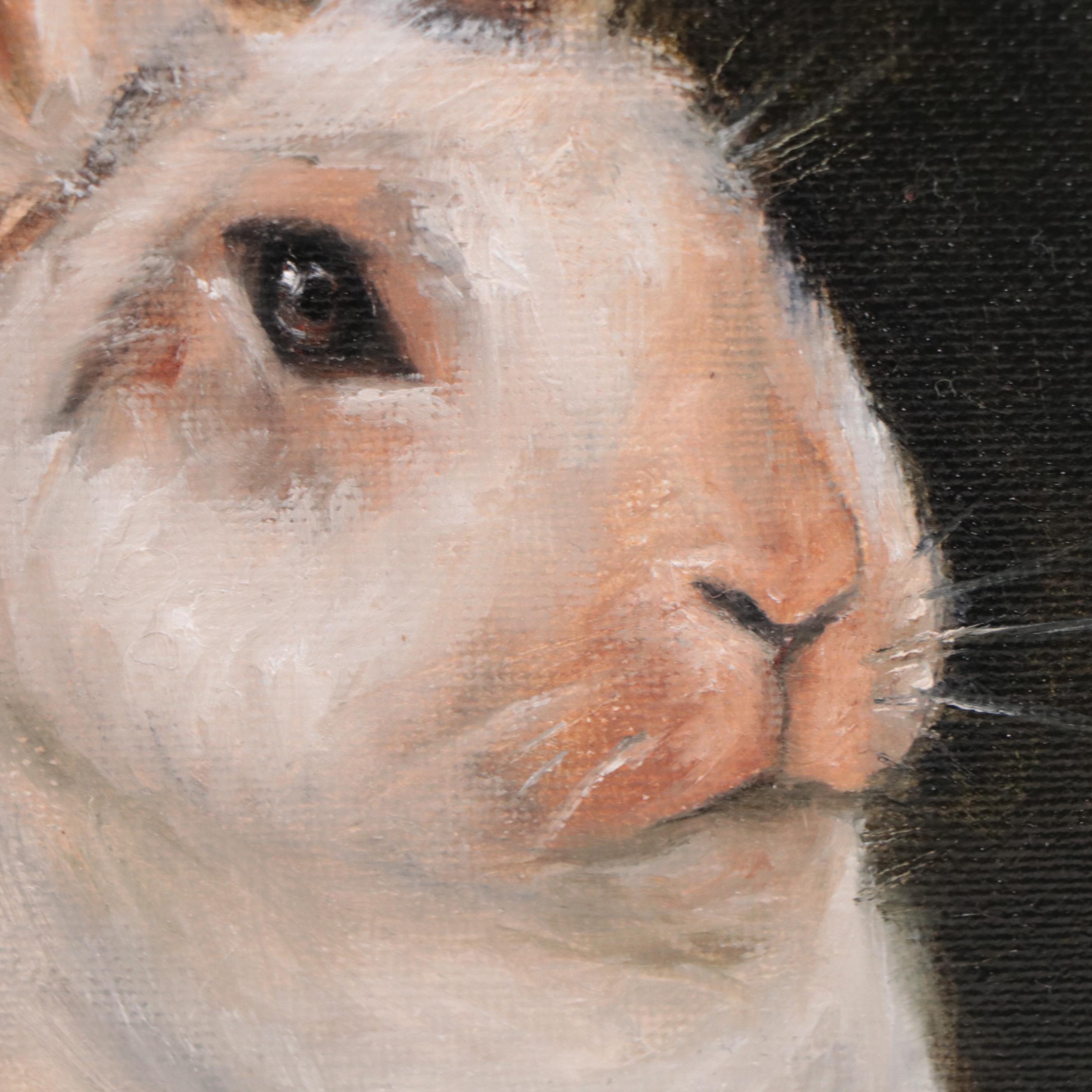 Houra H. Alghizzi Oil Painting "Bella the Bunny," 2023