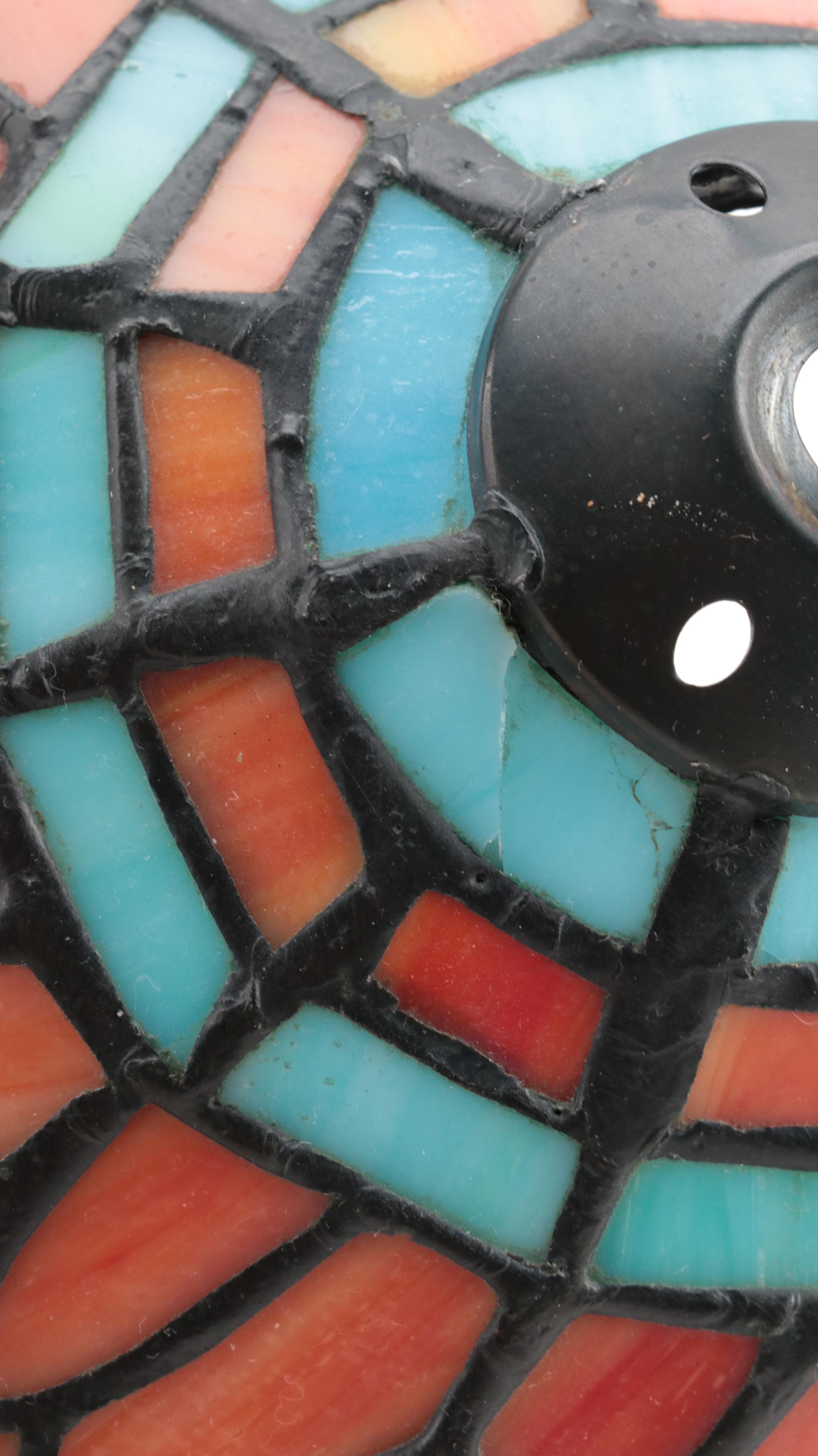 Dragonfly Slag Glass Shade Pressed Metal Accent Lamp, 21st Century