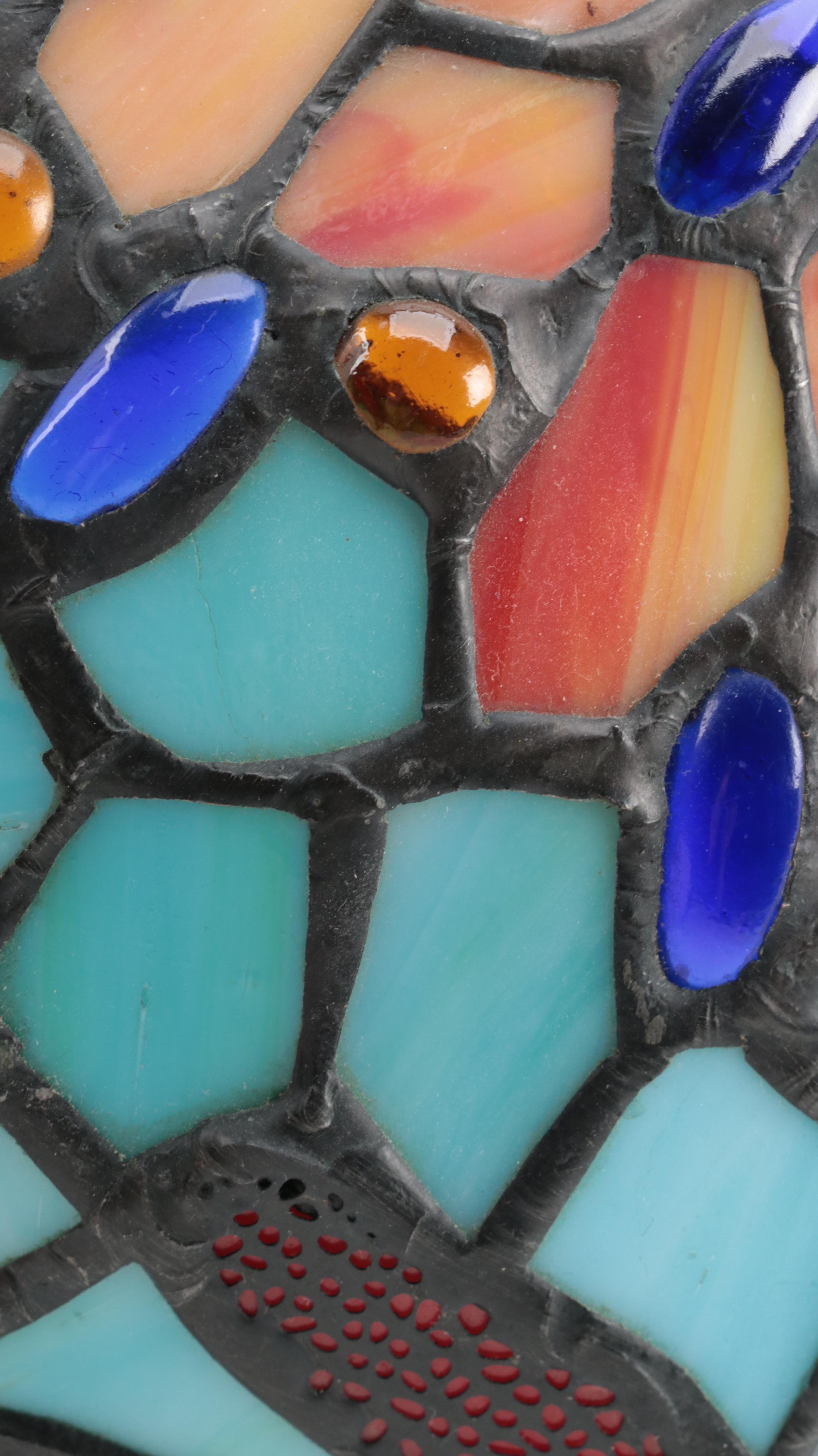 Dragonfly Slag Glass Shade Pressed Metal Accent Lamp, 21st Century