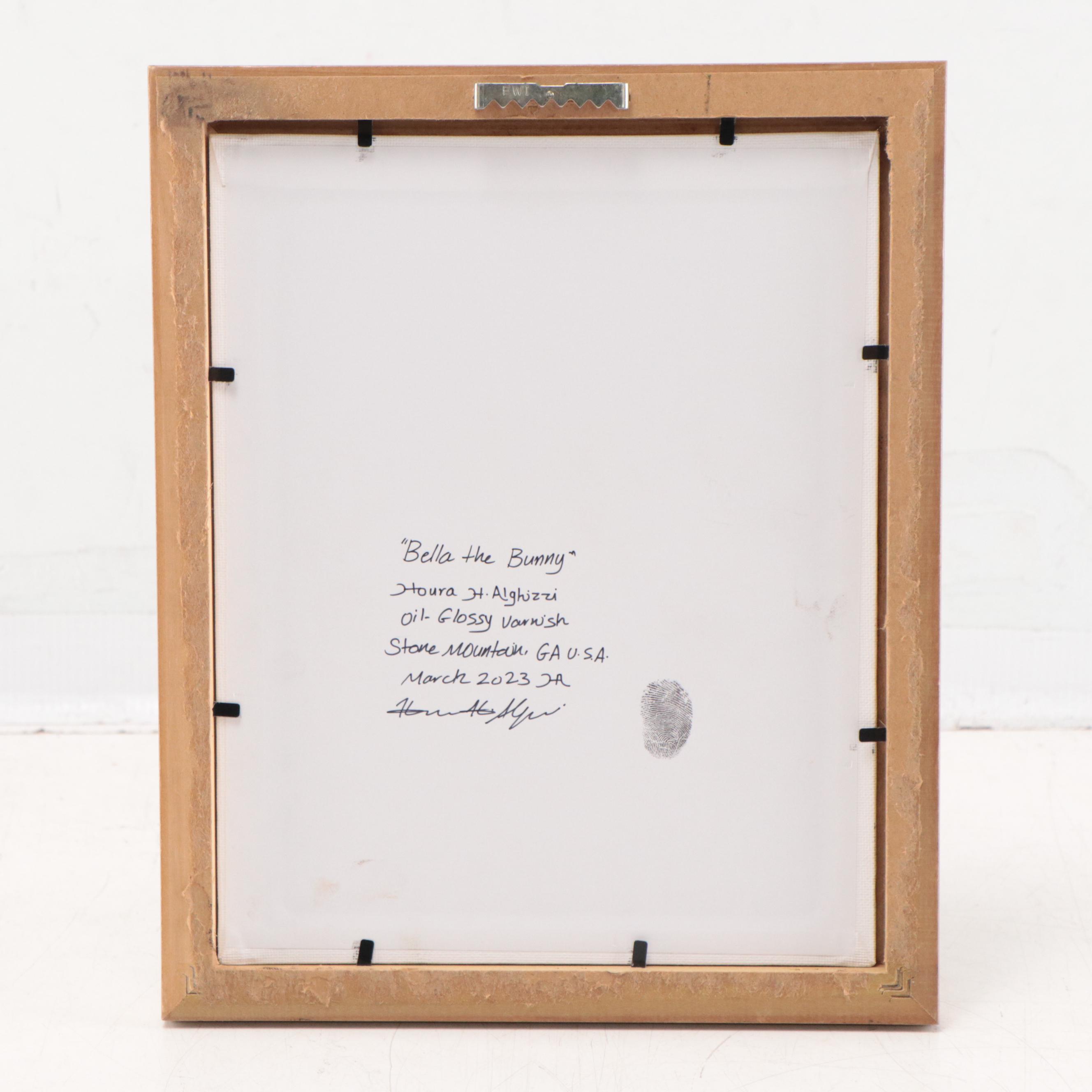 Houra H. Alghizzi Oil Painting "Bella the Bunny," 2023