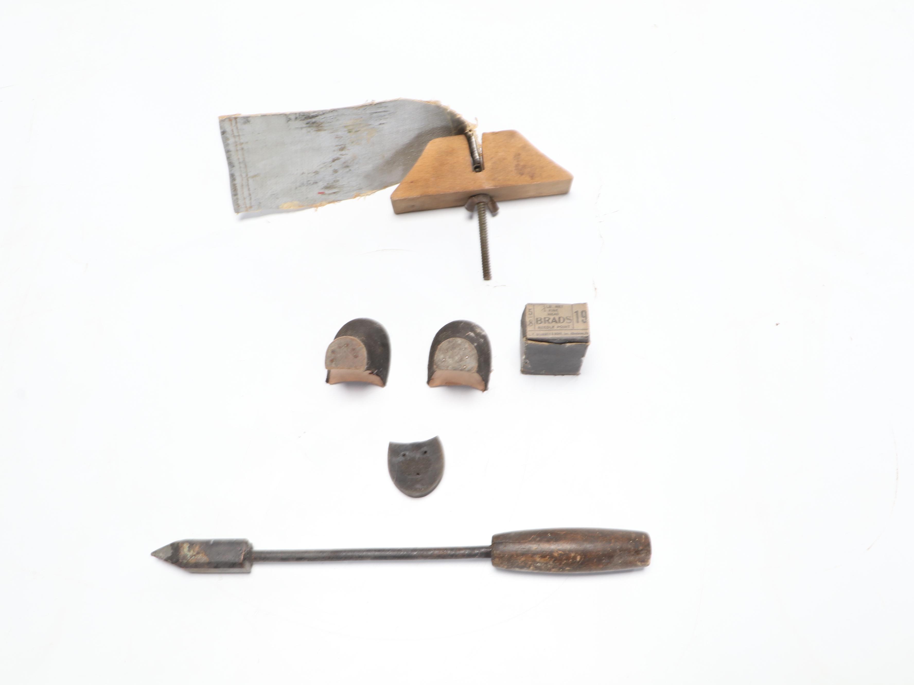 Late Victorian Cobbler's Cast Iron Shoe Forms With Assorted Hand Tools