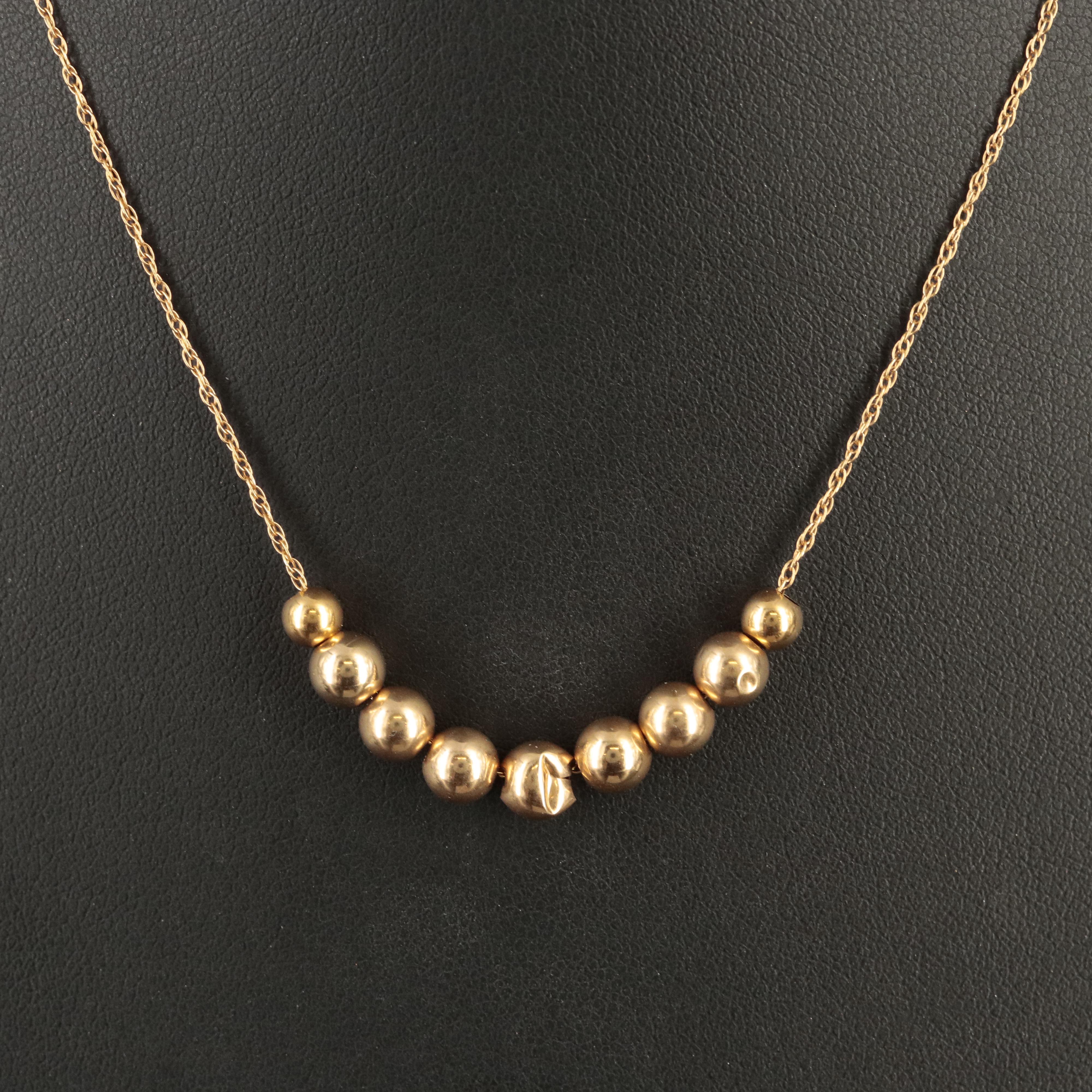 14K Graduated Bead Necklace