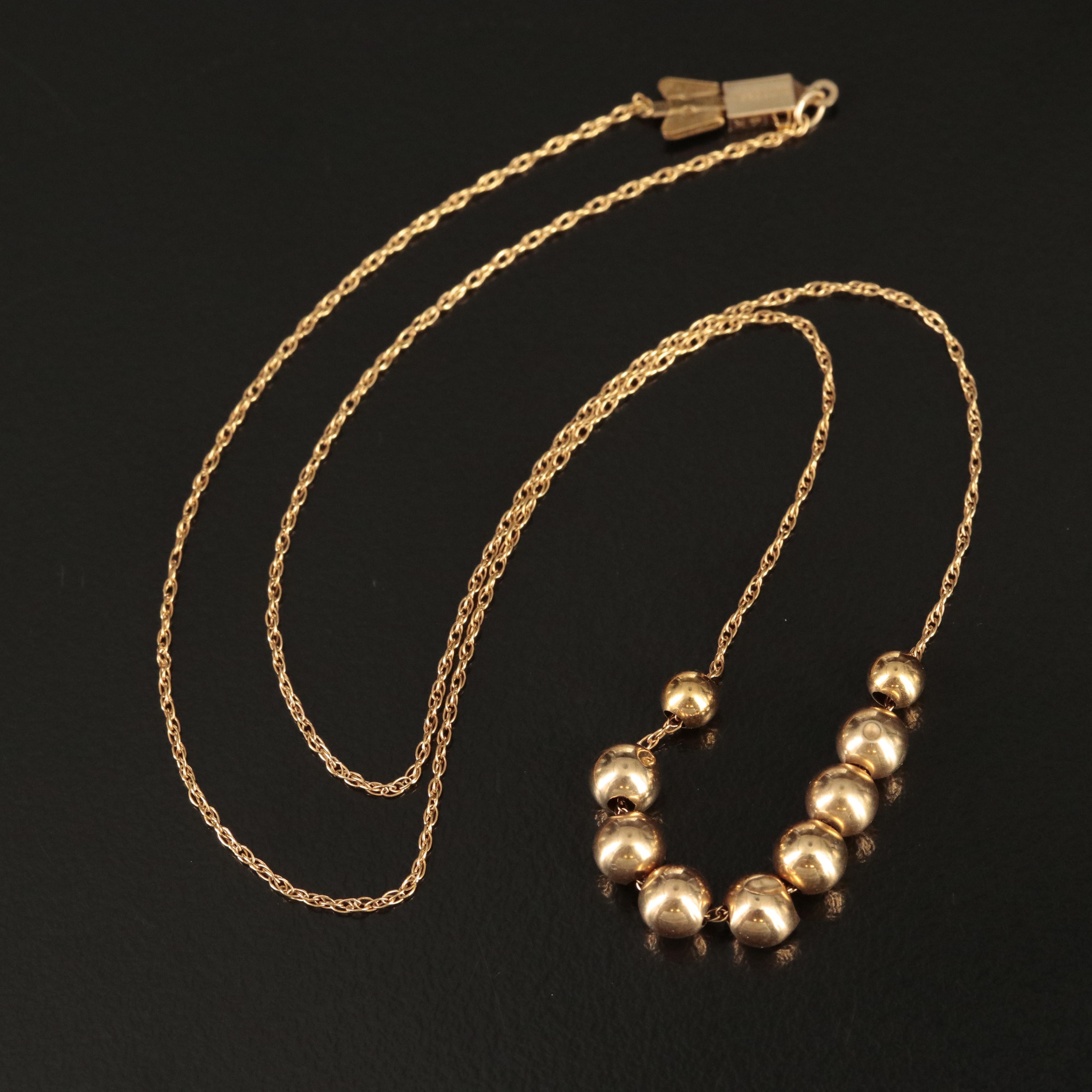 14K Graduated Bead Necklace