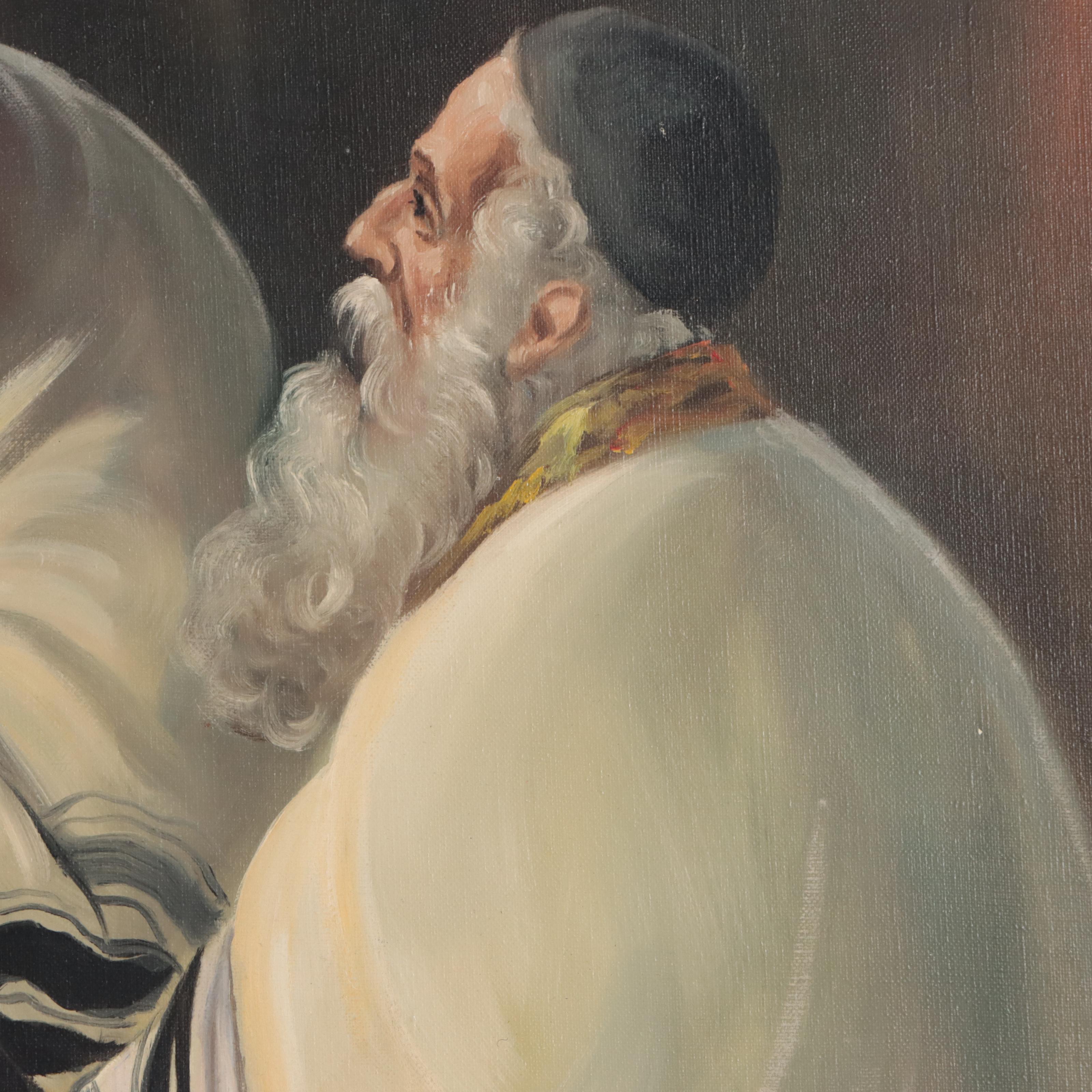 Louis Spiegel Genre Oil Painting "Rabbinical Discussion"