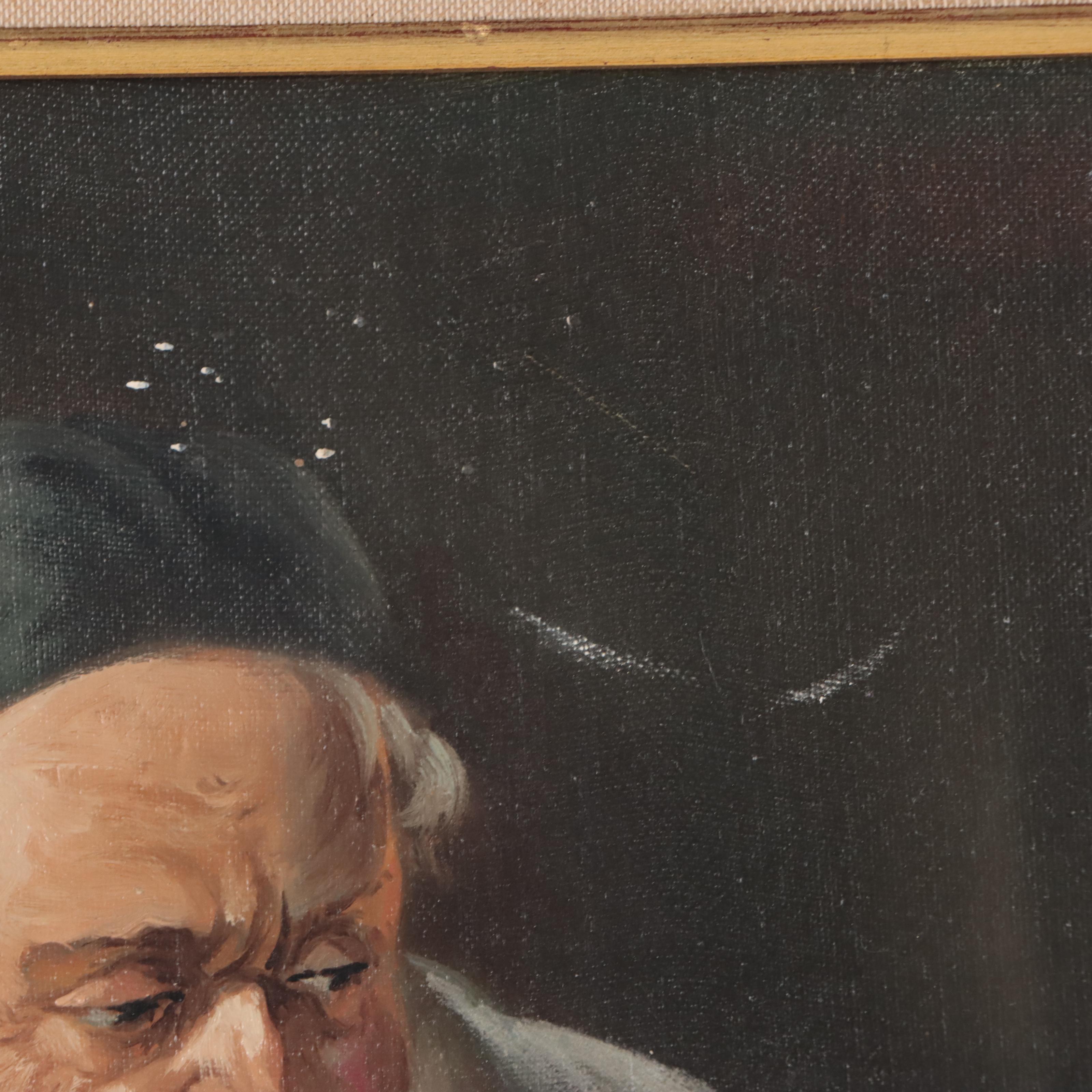 Louis Spiegel Genre Oil Painting "Rabbinical Discussion"