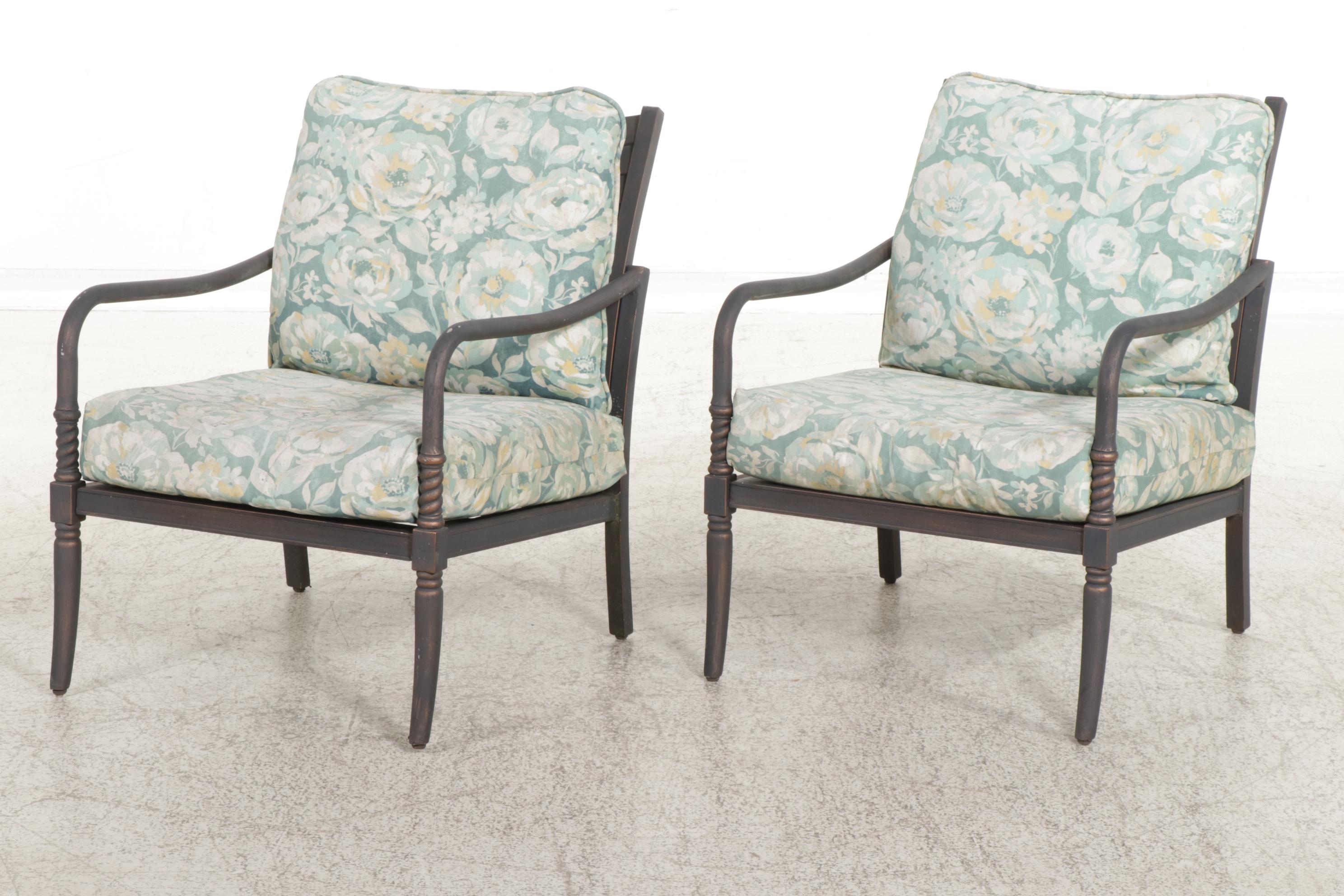 Pair of Hampton Bay Metal Frame Patio Chairs with Side Table