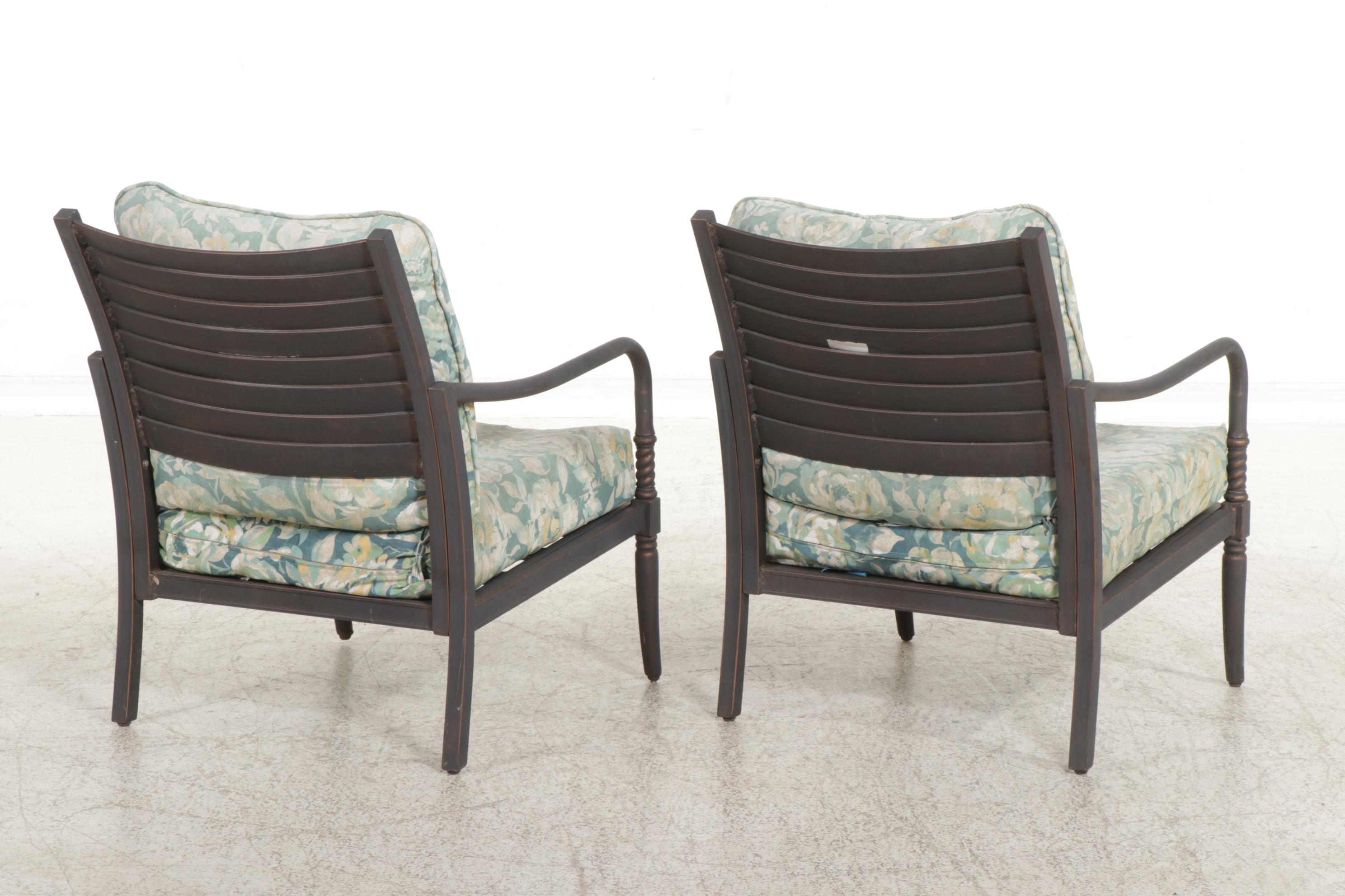 Pair of Hampton Bay Metal Frame Patio Chairs with Side Table