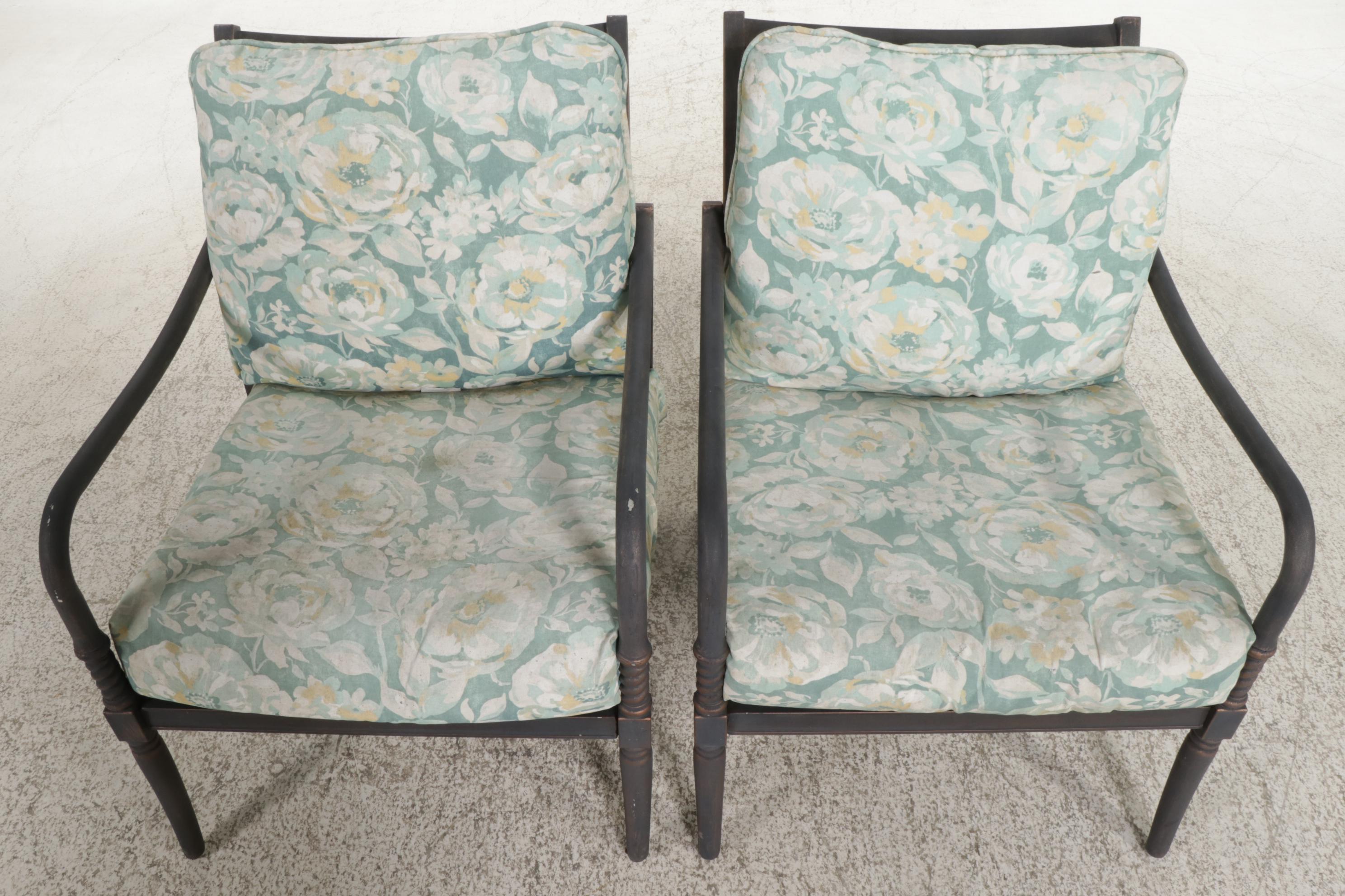 Pair of Hampton Bay Metal Frame Patio Chairs with Side Table