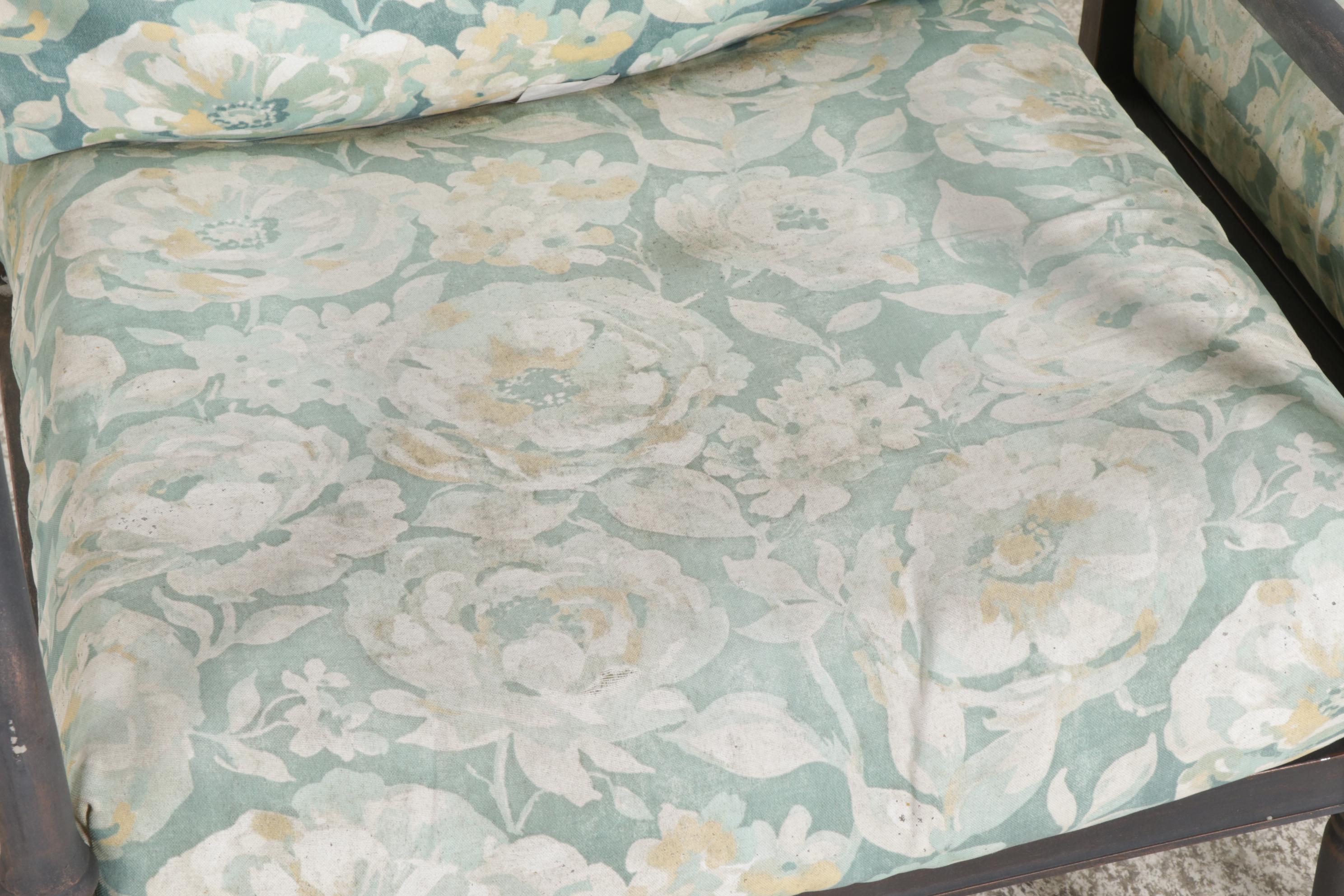 Pair of Hampton Bay Metal Frame Patio Chairs with Side Table