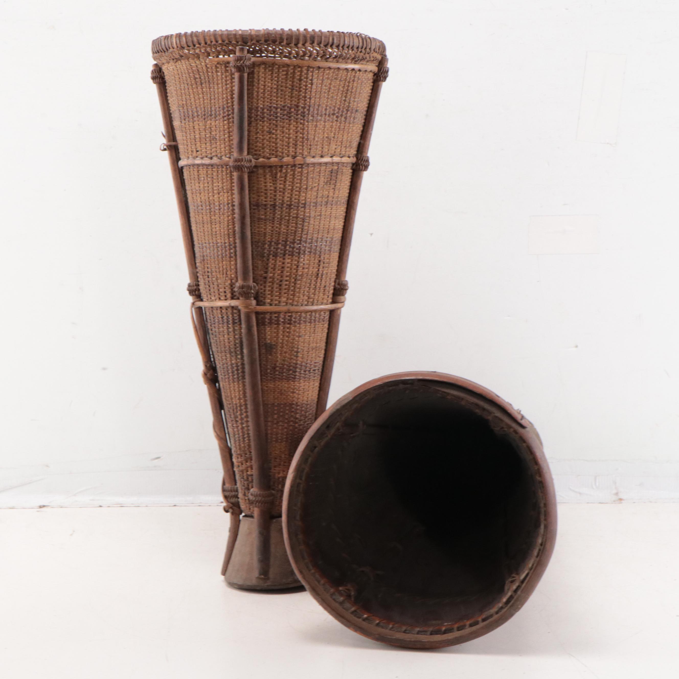 Iban Dayak (Indonesia) Woven Reed Rice Harvesting Baskets, Early 20th Century